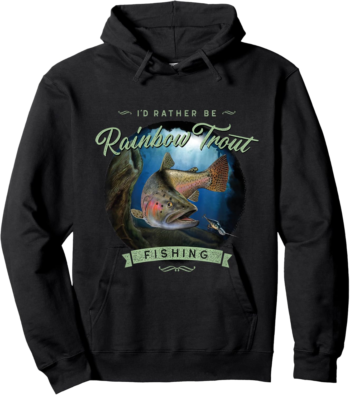 Vintage Look Rainbow Trout Fishing Gifts Hoodie - Hoodie | Black