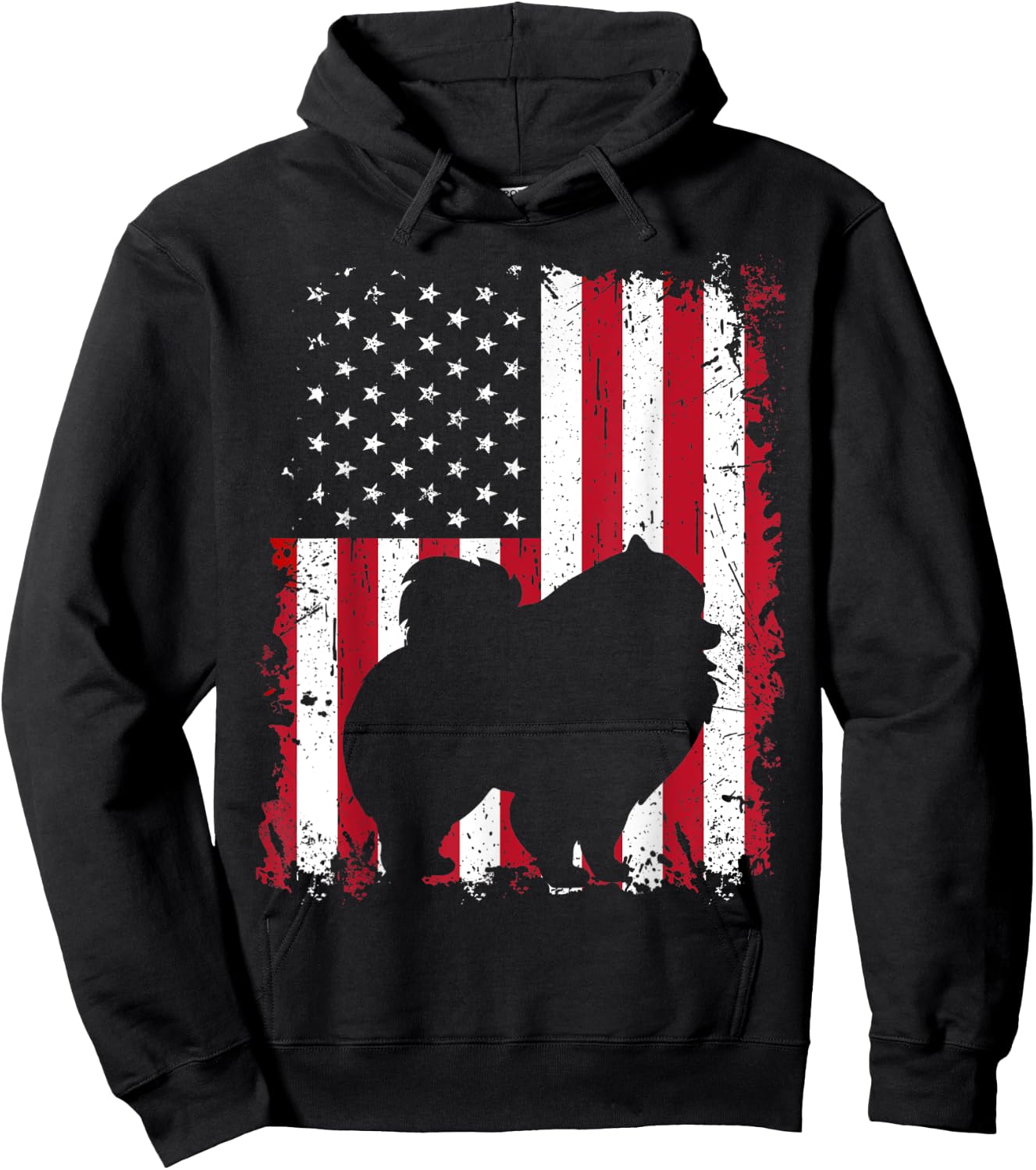 Pomeranian 4th of July Patriotic American USA Flag Gift Hoodie - Hoodie | Black