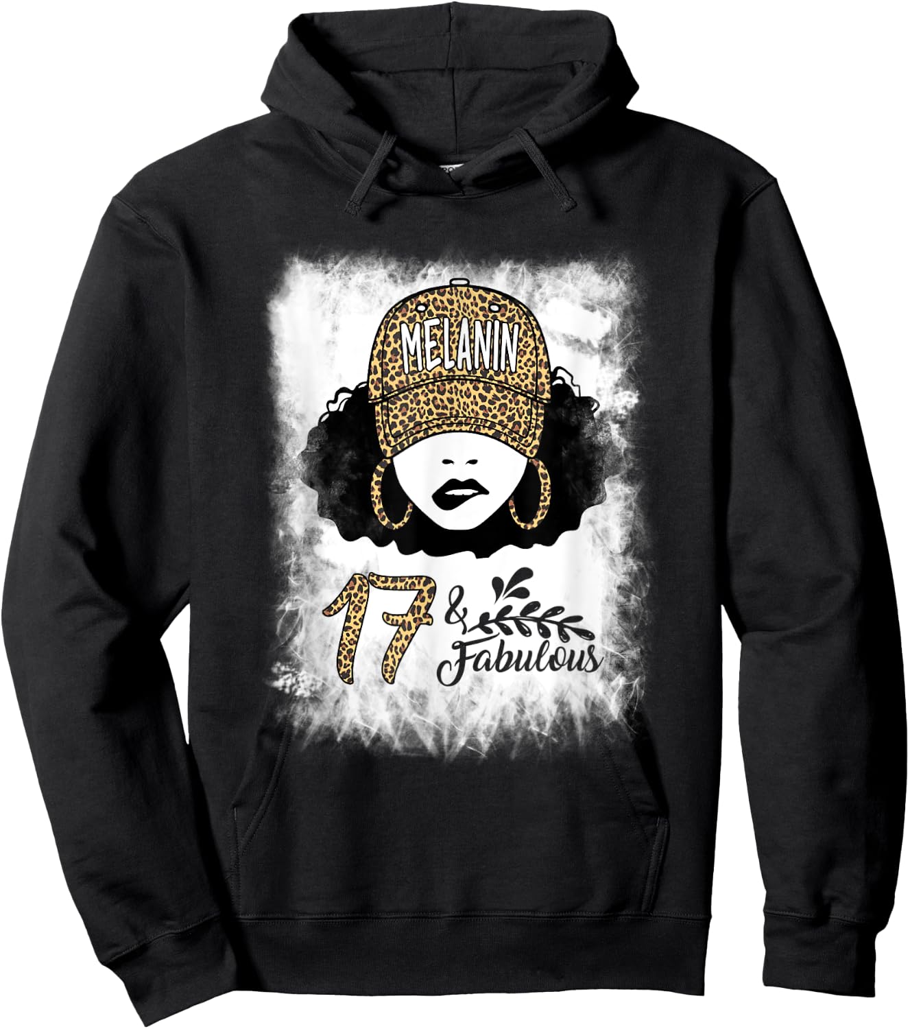 17th Birthday Fabulous Melanin Leopard 17 Year Old Women Hoodie - Hoodie | Black