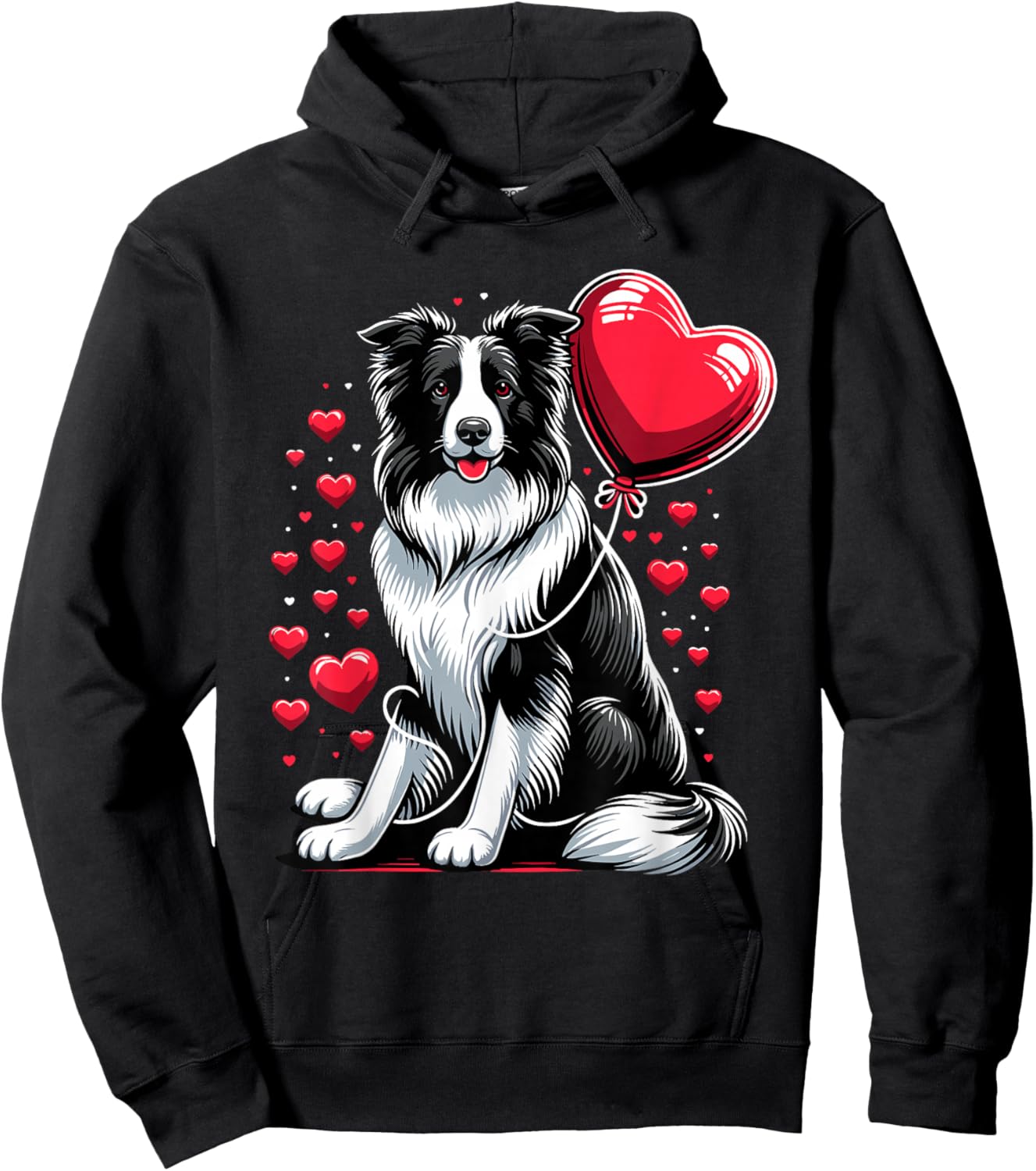 Border Collie Dog Valentines Day Dog Owner Valentine Hoodie - Hoodie | Black