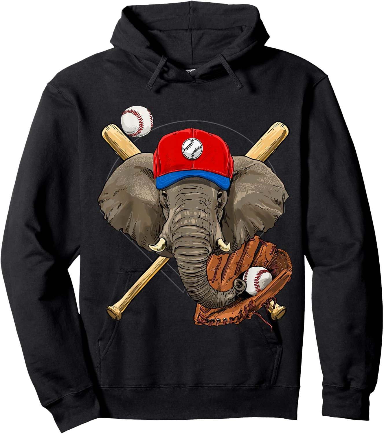Elephant Baseball Elephant Lovers Baseball Player Hoodie - Hoodie | Black