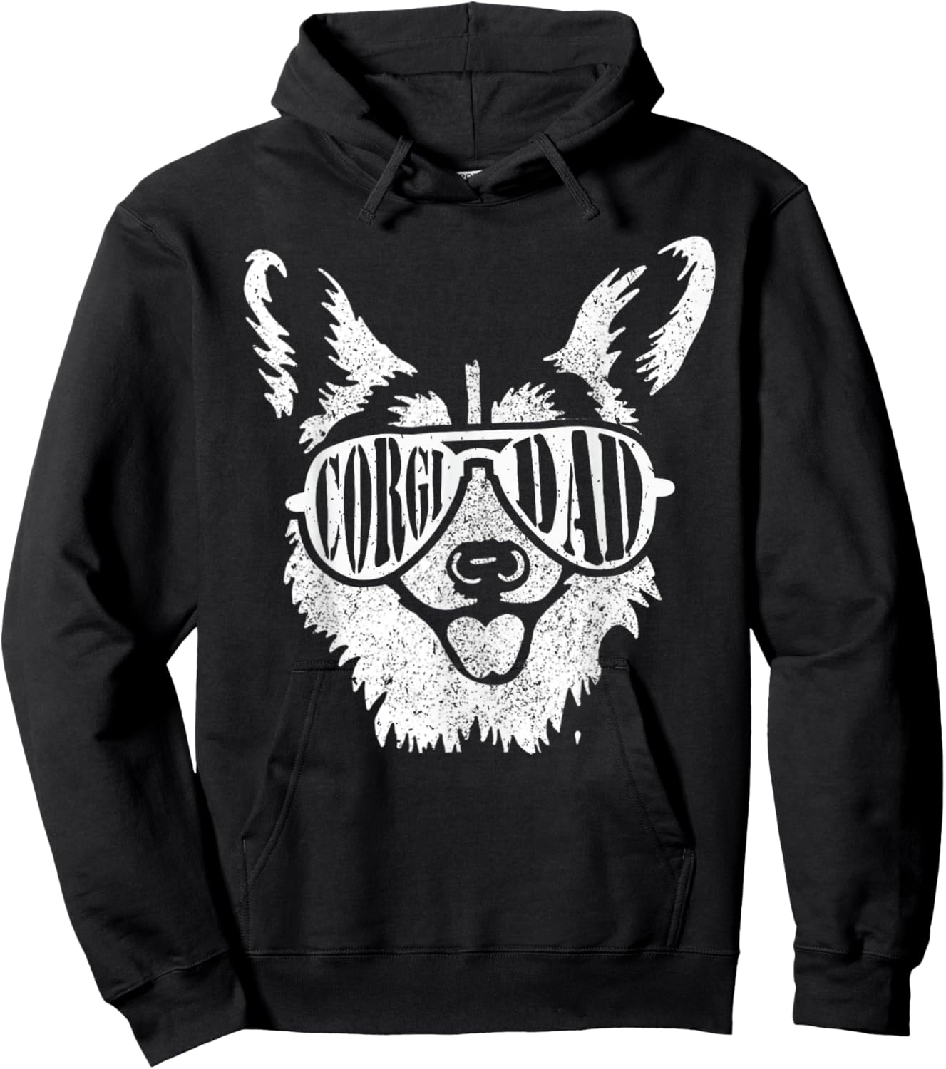 Retro Corgi Dad Gift Dog Owner Pet Welsh Corgi Fathers Day Hoodie - Hoodie | Black