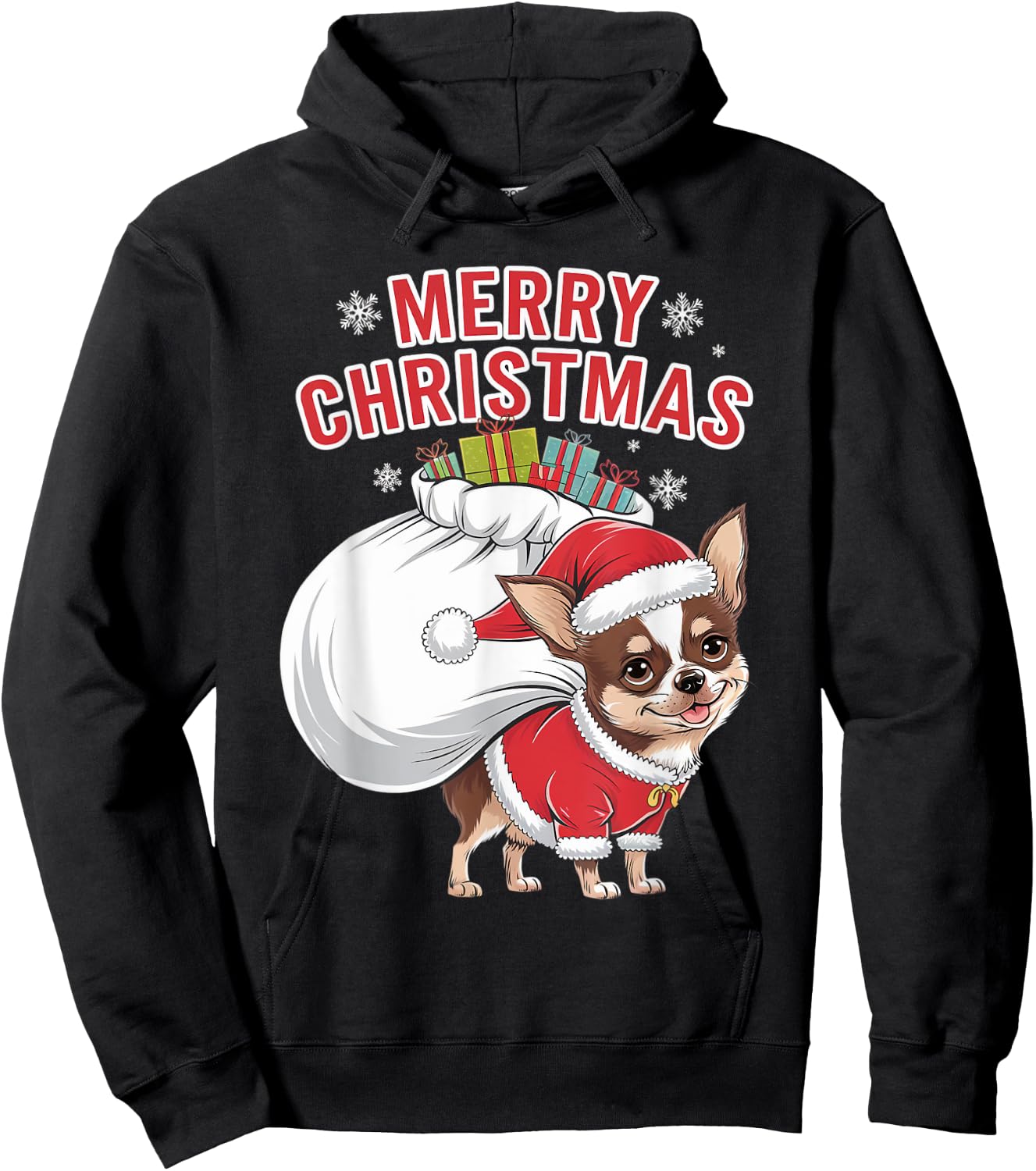 Merry Christmas Chihuahua Hoodie - Hoodie | Black