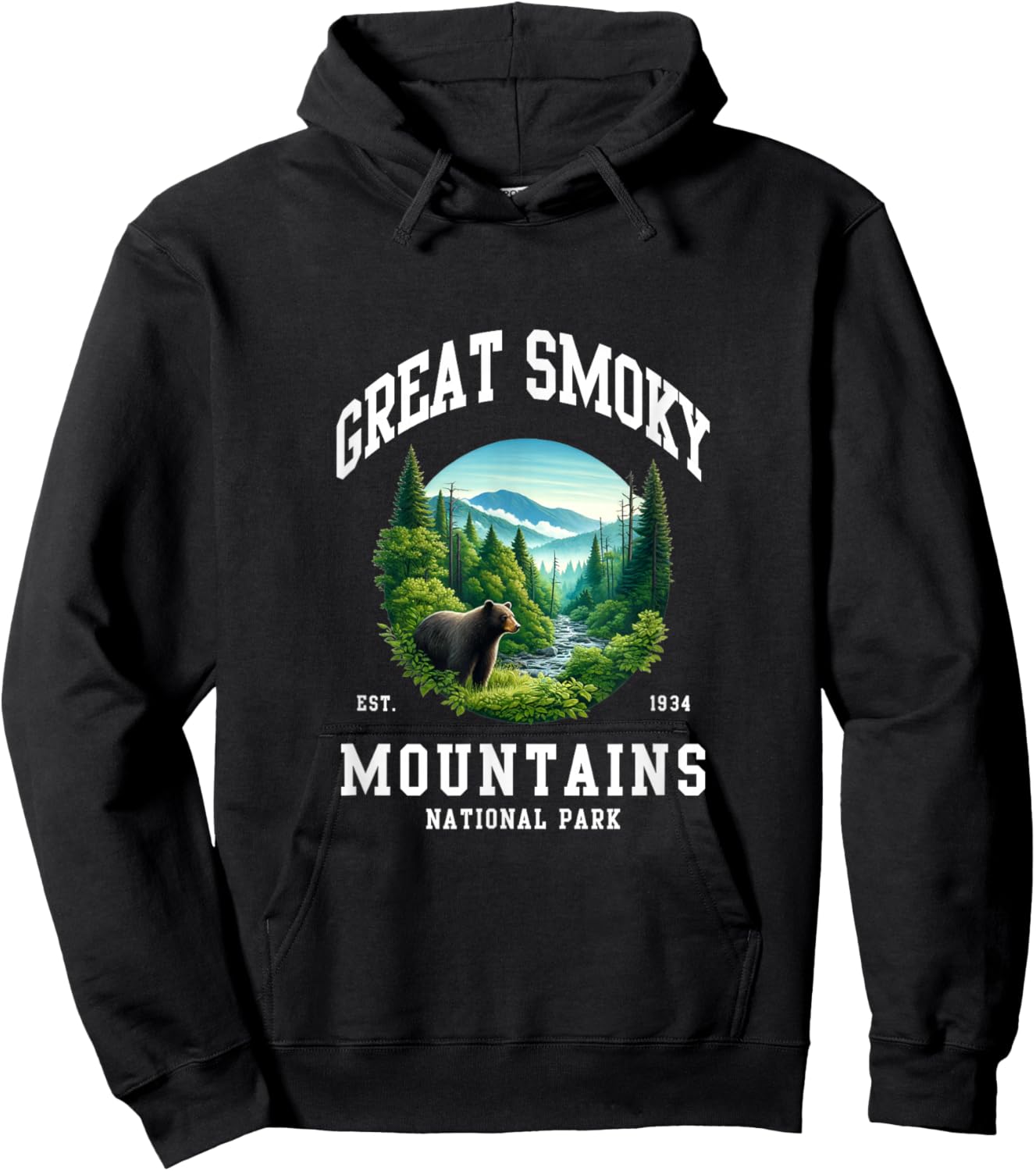 Retro Great Smoky Mountains National Park Men Women Hiking Hoodie - Hoodie | Black