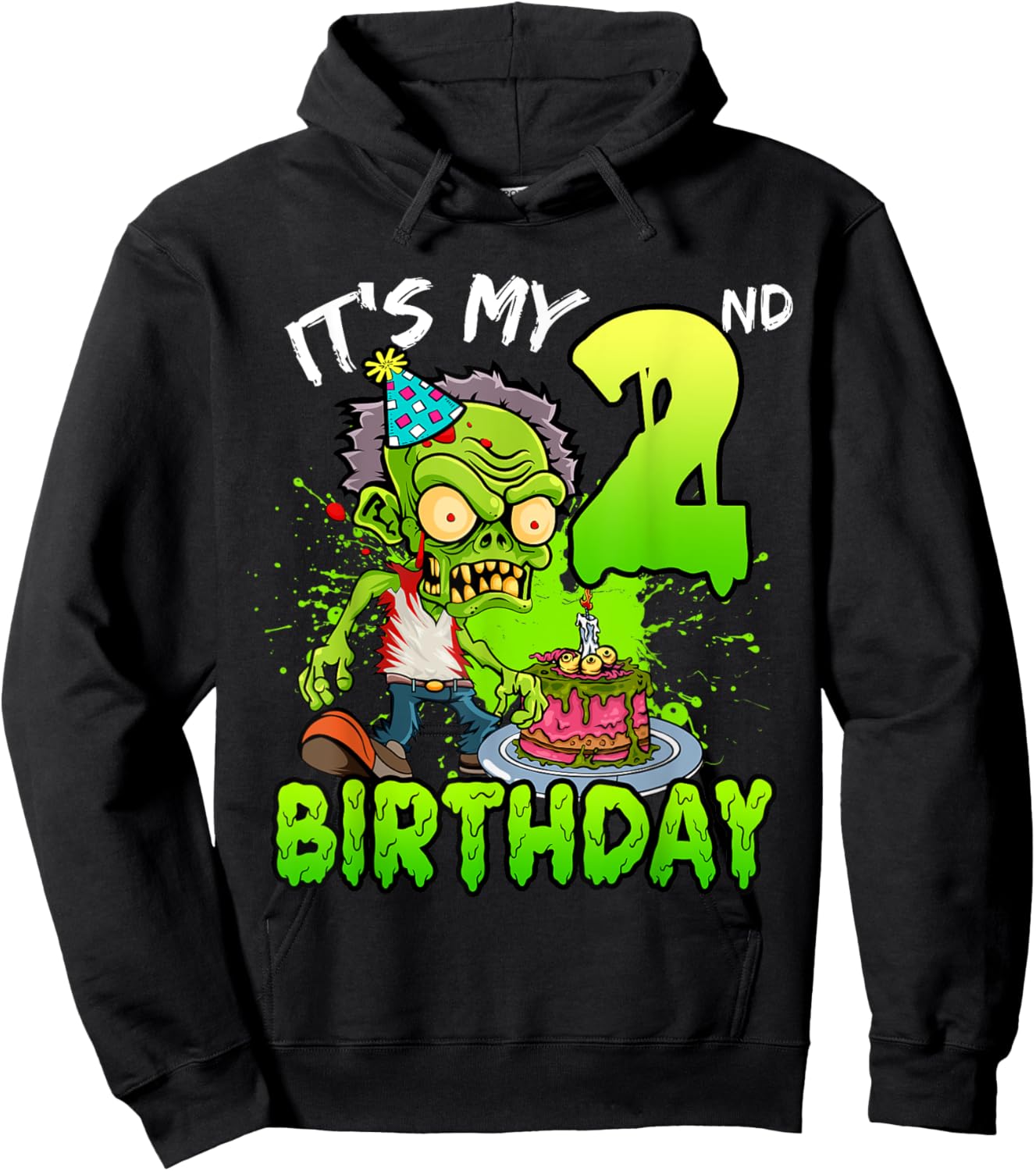 It's My 2nd Birthday Zombie Lover 2 Year Old Boys Girls Hoodie - Hoodie | Black