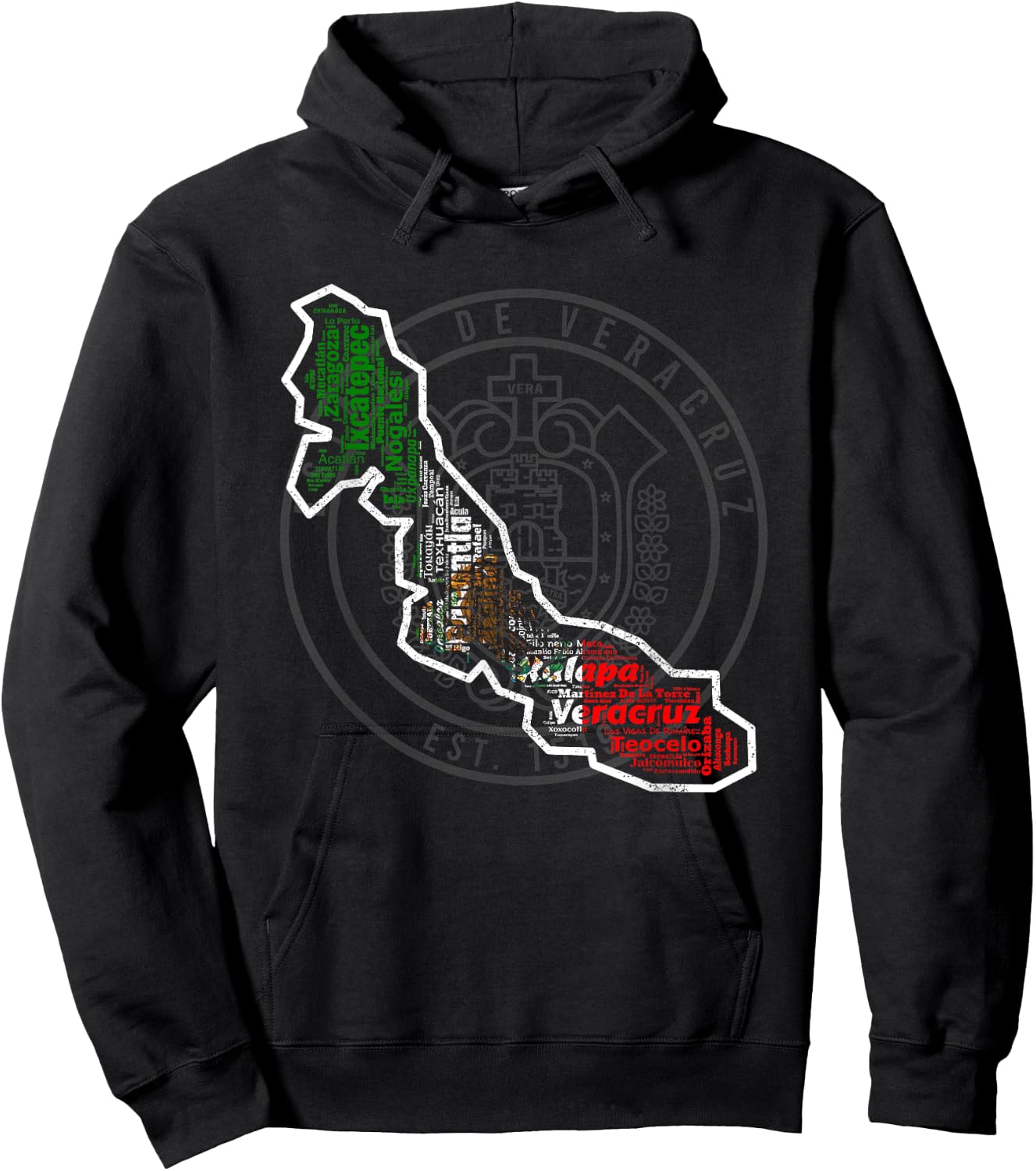Escudo De Veracruz Bandera De Mexico Ciudades Y Municipios Hoodie - Hoodie | Black