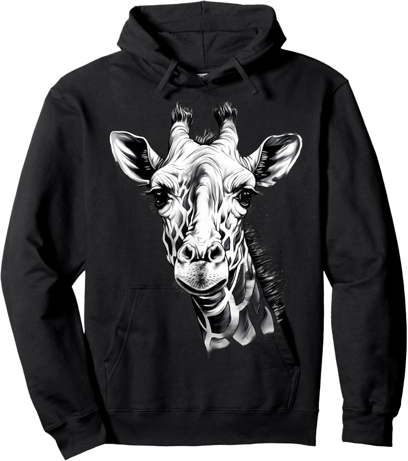 Giraffe Artwork Portrait African Animal Lovers Wildlife Hoodie - Hoodie | Black