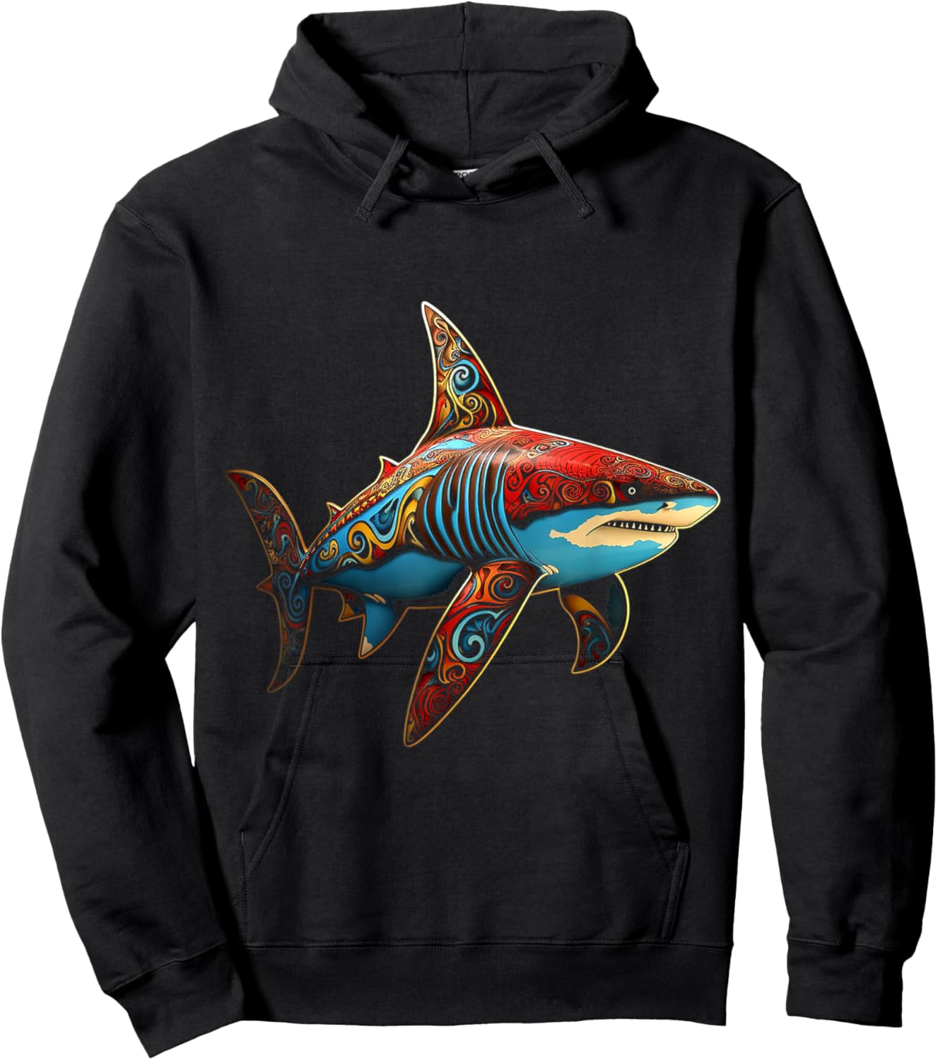 Shark Geometric Animal Anime Abstract Art Shark Hoodie - Hoodie | Black