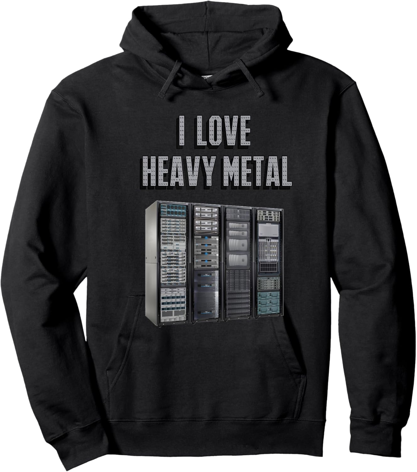 PC Tech I Love Heavy Metal Server Rack Network Admin I.T. Hoodie - Hoodie | Black