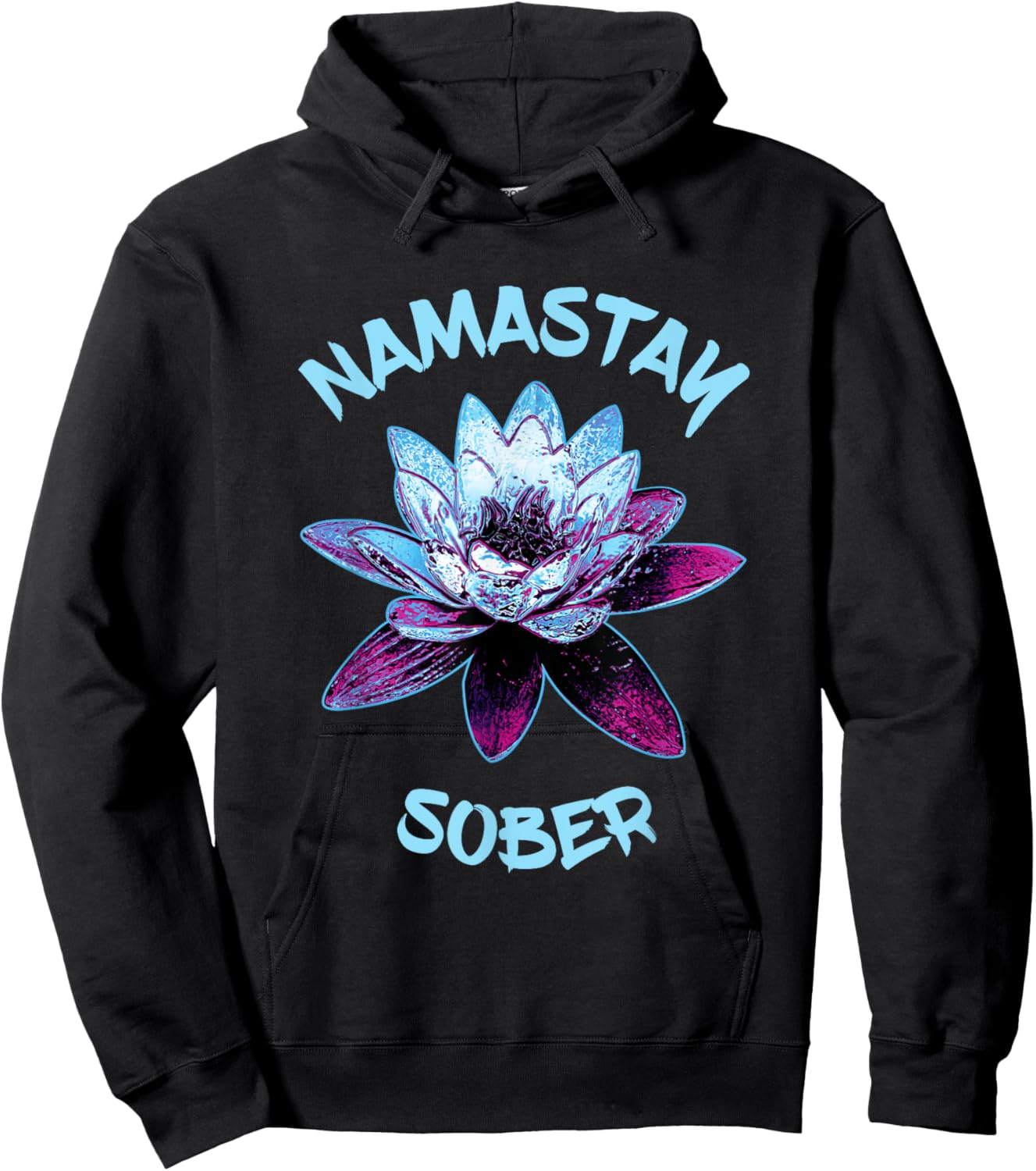 Namastay Sober NA 12 Step Recovery Lotus Flower Sobriety Hoodie - Hoodie | Black