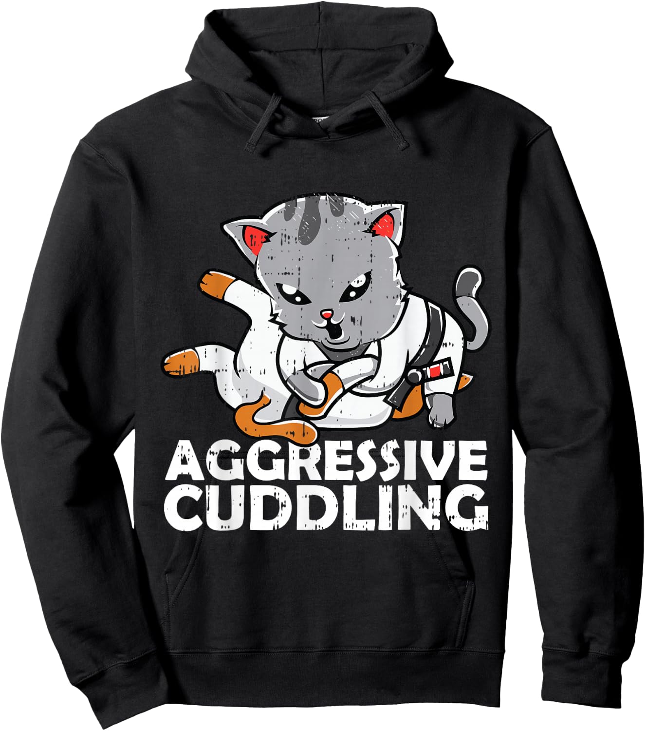 Aggressive Cuddling Jiu Jitsu Cat BJJ Martial Arts MMA Men Women Girls Kids Hoodie - Hoodie | Black