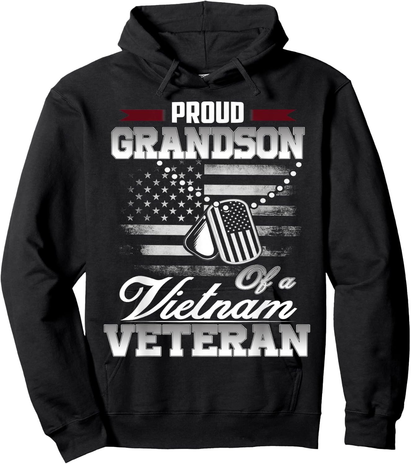 Proud Grandson Of A VietNam Veteran Military Shirt Hoodie - Hoodie | Black