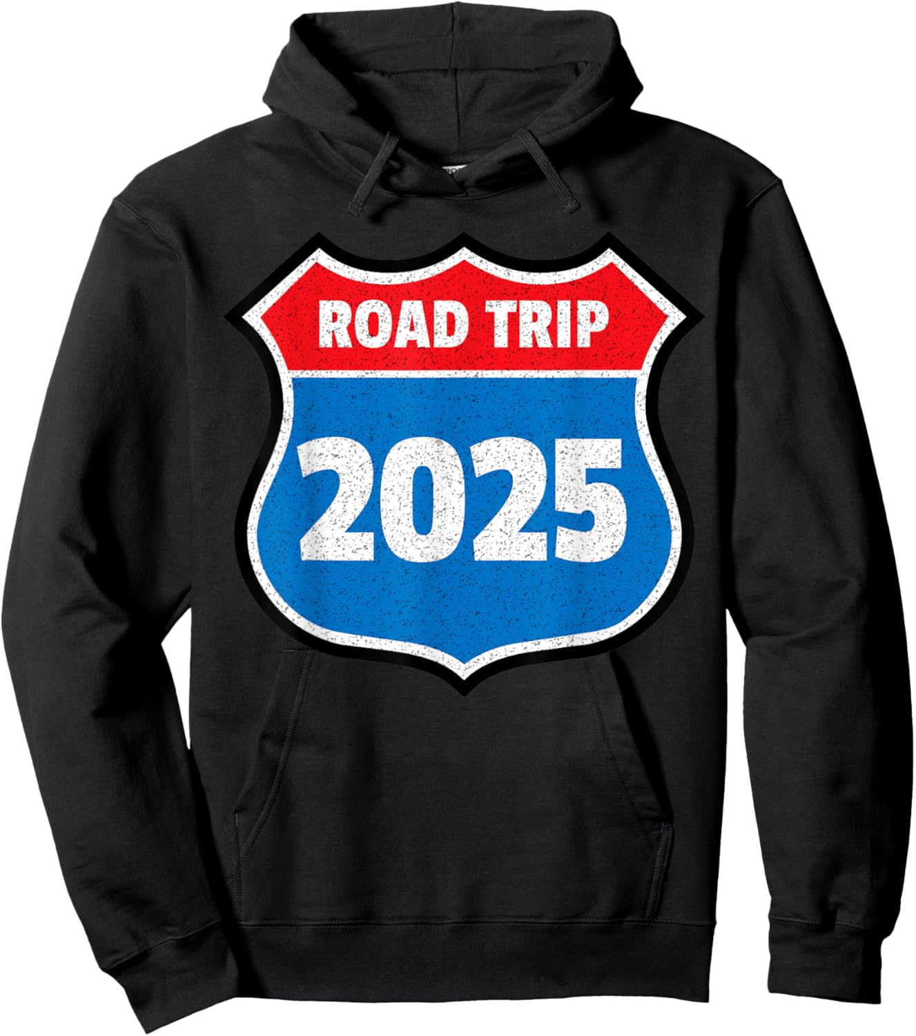 Road Trip 2025 Sign Family Group Matching Distressed Hoodie - Hoodie | Black