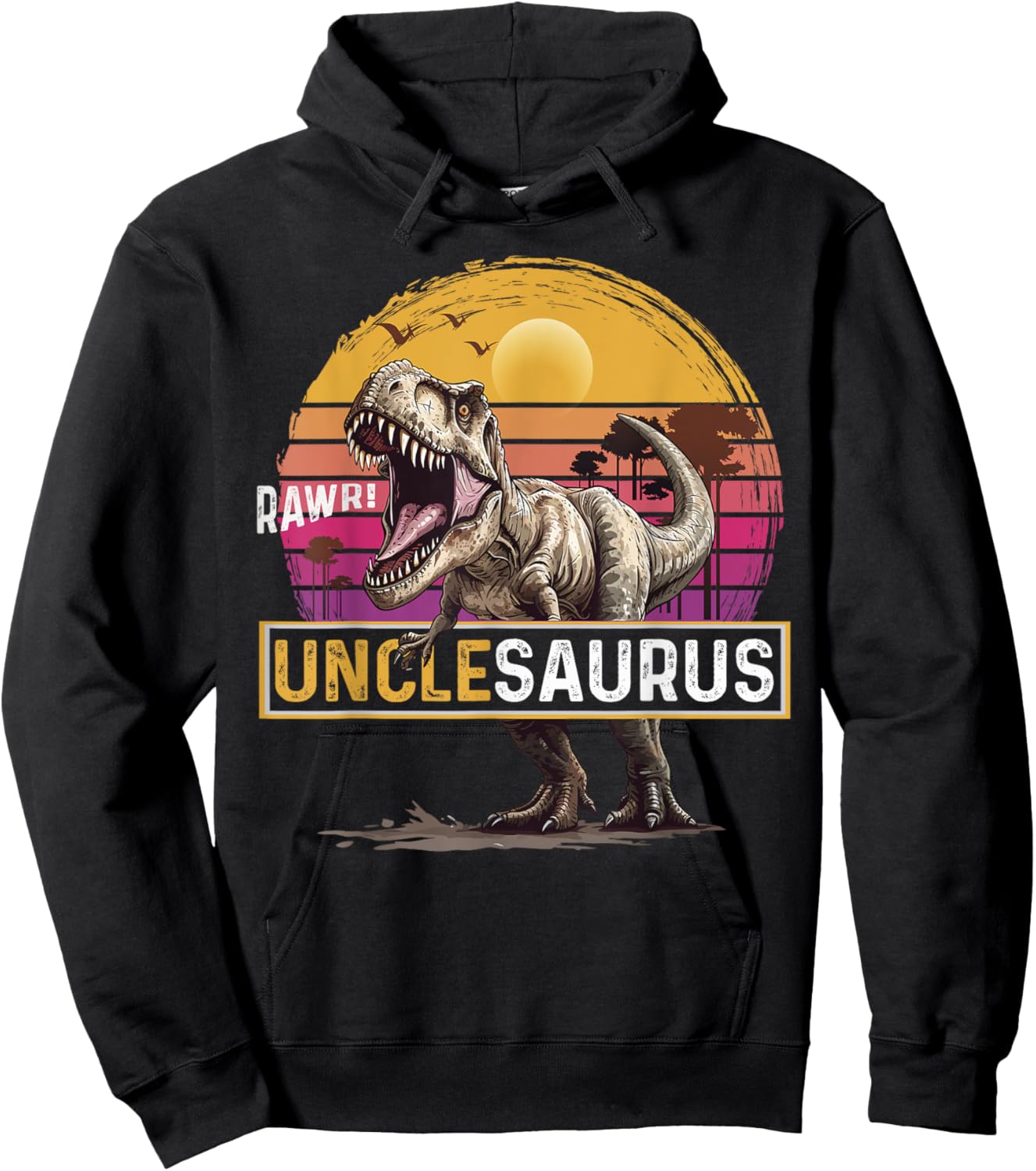 Unclesaurus T Rex Dinosaur Uncle Saurus Family Matching Hoodie - Hoodie | Black