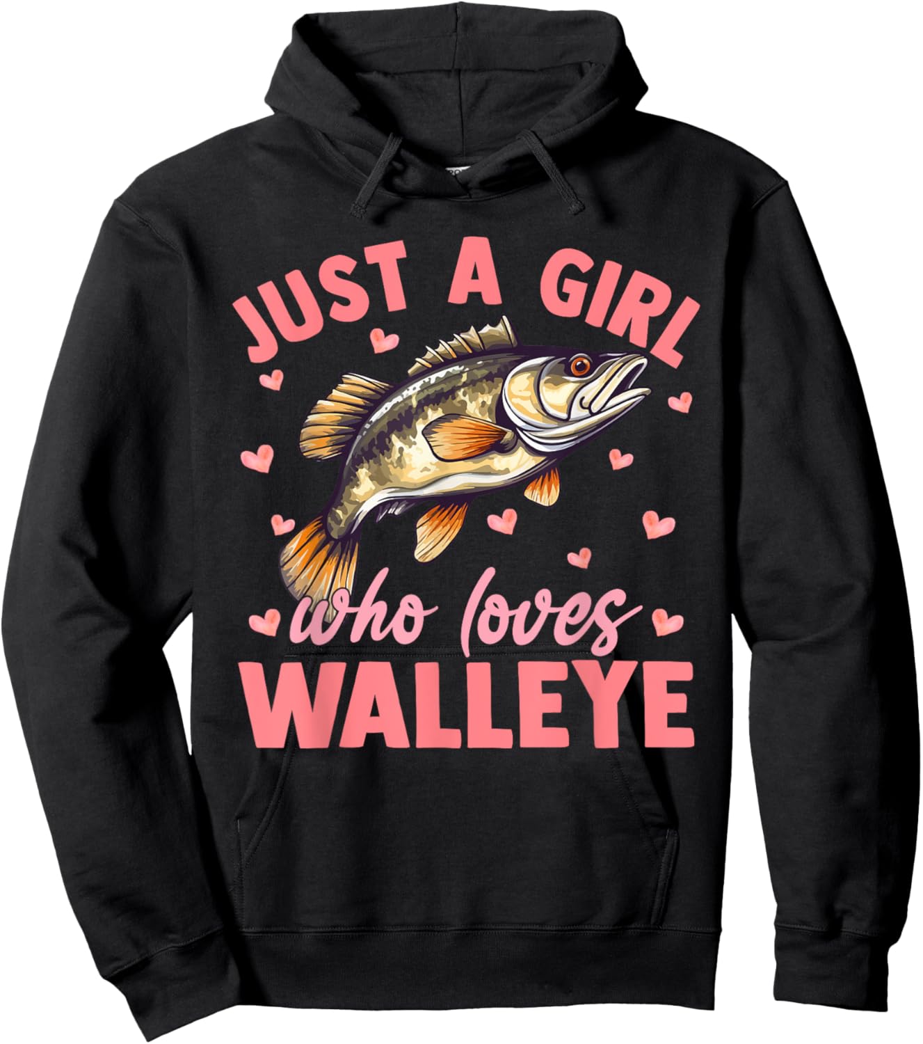 Floral Walleye Fish Just A Girl Who Loves Walleye Hoodie - Hoodie | Black