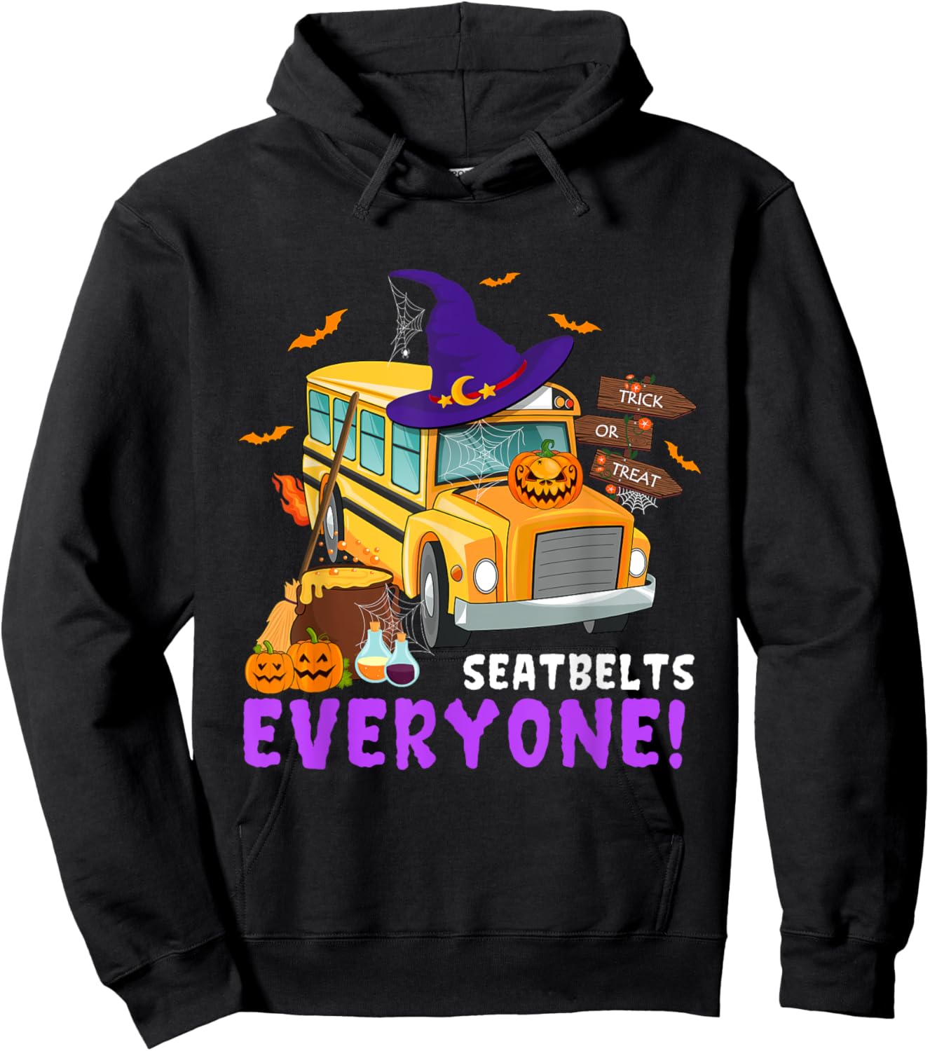 Seatbelts Everyone School Bus Driver Spooky Halloween Party Hoodie - Hoodie | Black