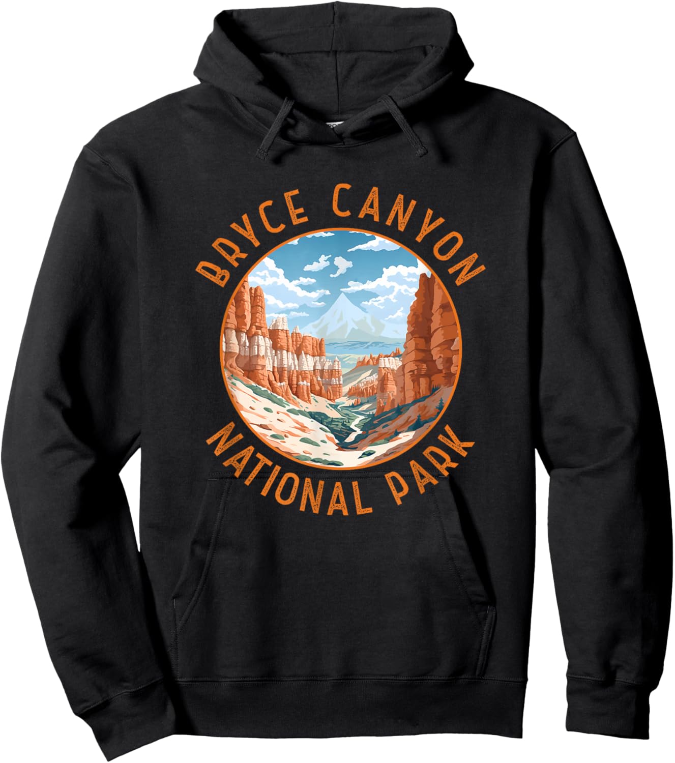 Bryce Canyon National Park Illustration Distressed Circle Hoodie - Hoodie | Black