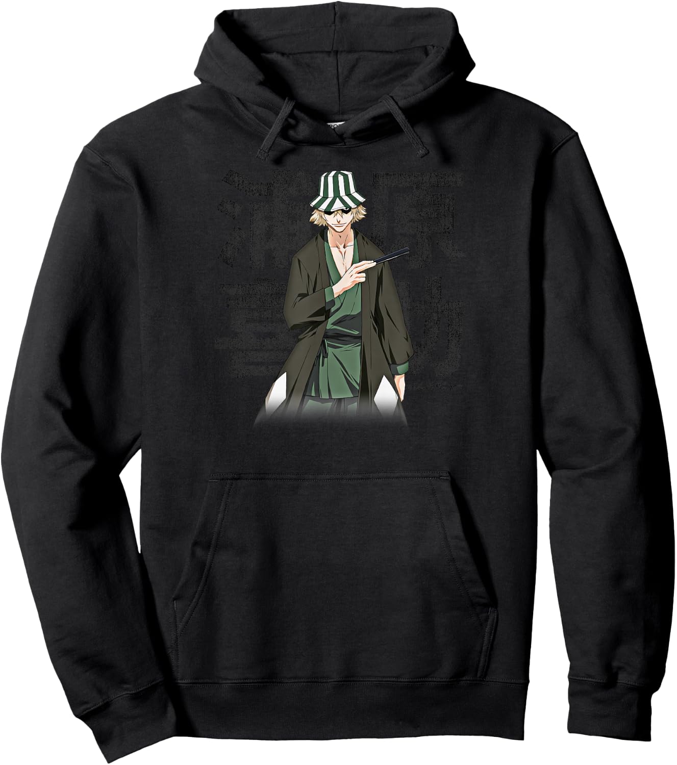 Bleach Kisuke Urahara Square Distressed Anime Hoodie - Hoodie | Black