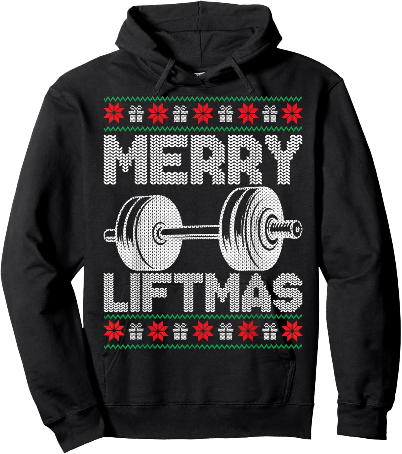 Merry Liftmas Ugly Christmas Gym Workout Funny Fitness Hoodie - Hoodie | Black