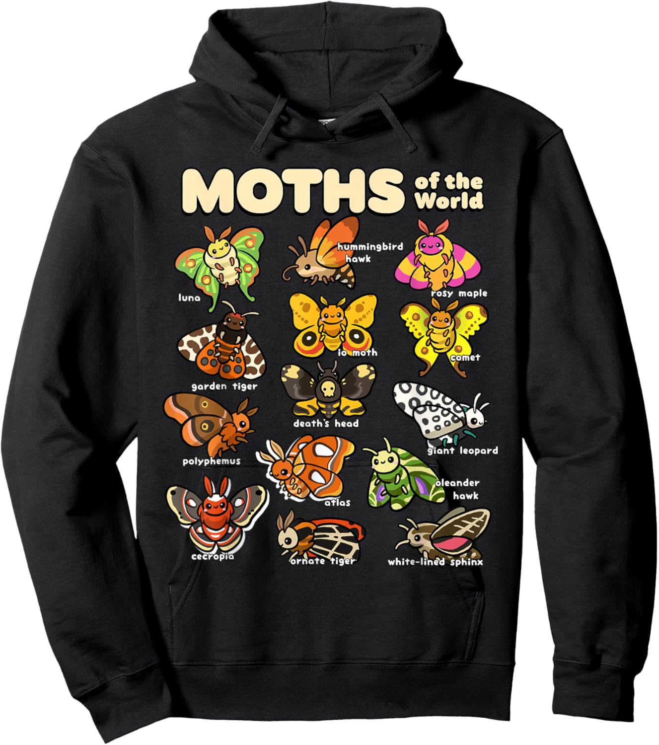 Moth Shirt for Insect Moth Lovers Moths Animals of The World Hoodie - Hoodie | Black