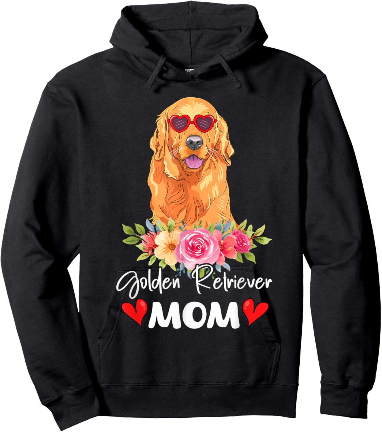 Golden Retriever Mom Mama Sunglasses Dog Lover Owner Hoodie - Hoodie | Black
