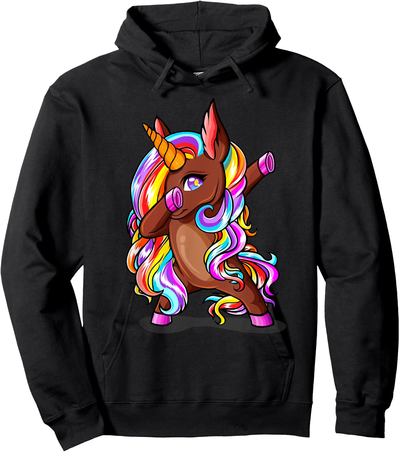 Dabbing Brown Skin Unicorn African American Woman Girl Gifts Hoodie - Hoodie | Black