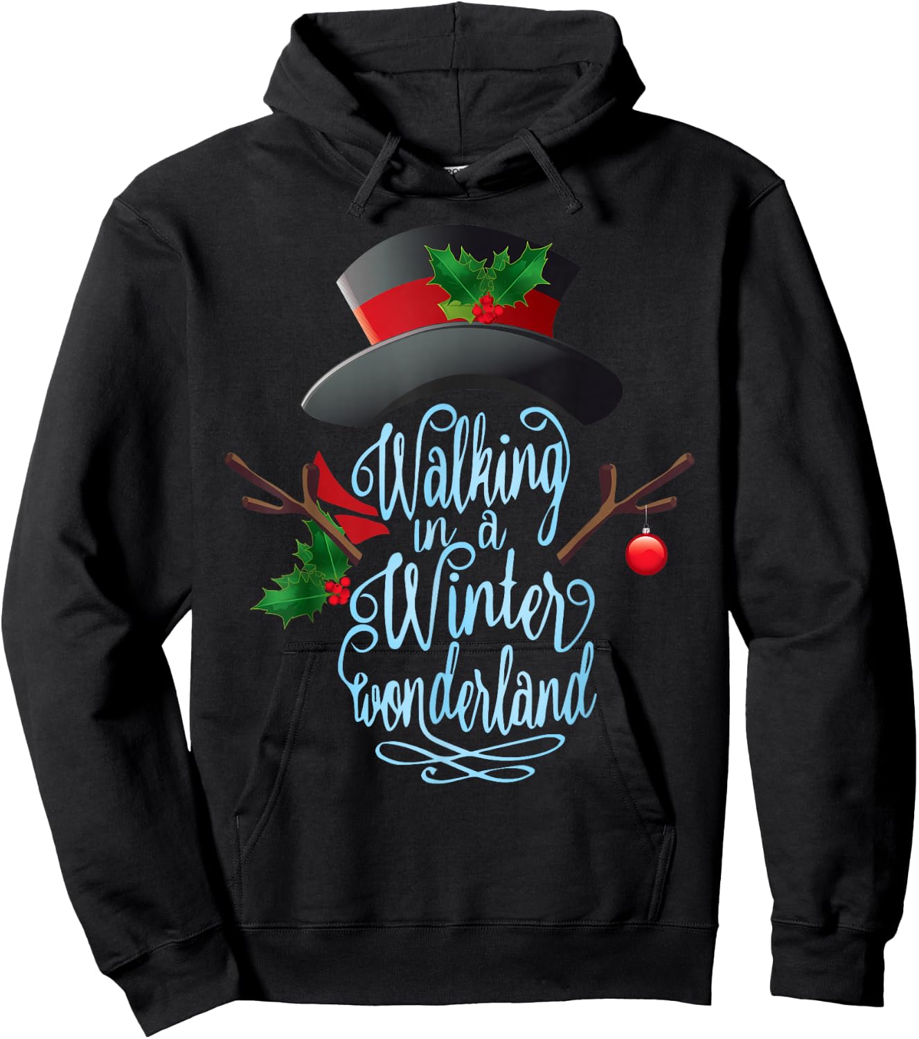 Walking in a Winter Wonderland Snowman Vintage Christmas Hoodie - Hoodie | Black