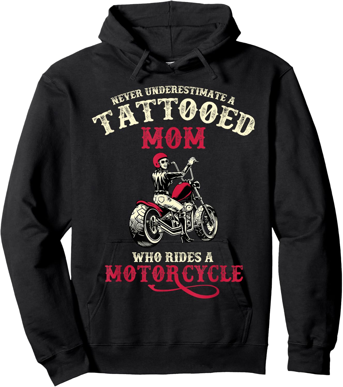 Body Art Tattoo Mum Mother's Day Gift Motorcyclist Hoodie - Hoodie | Black