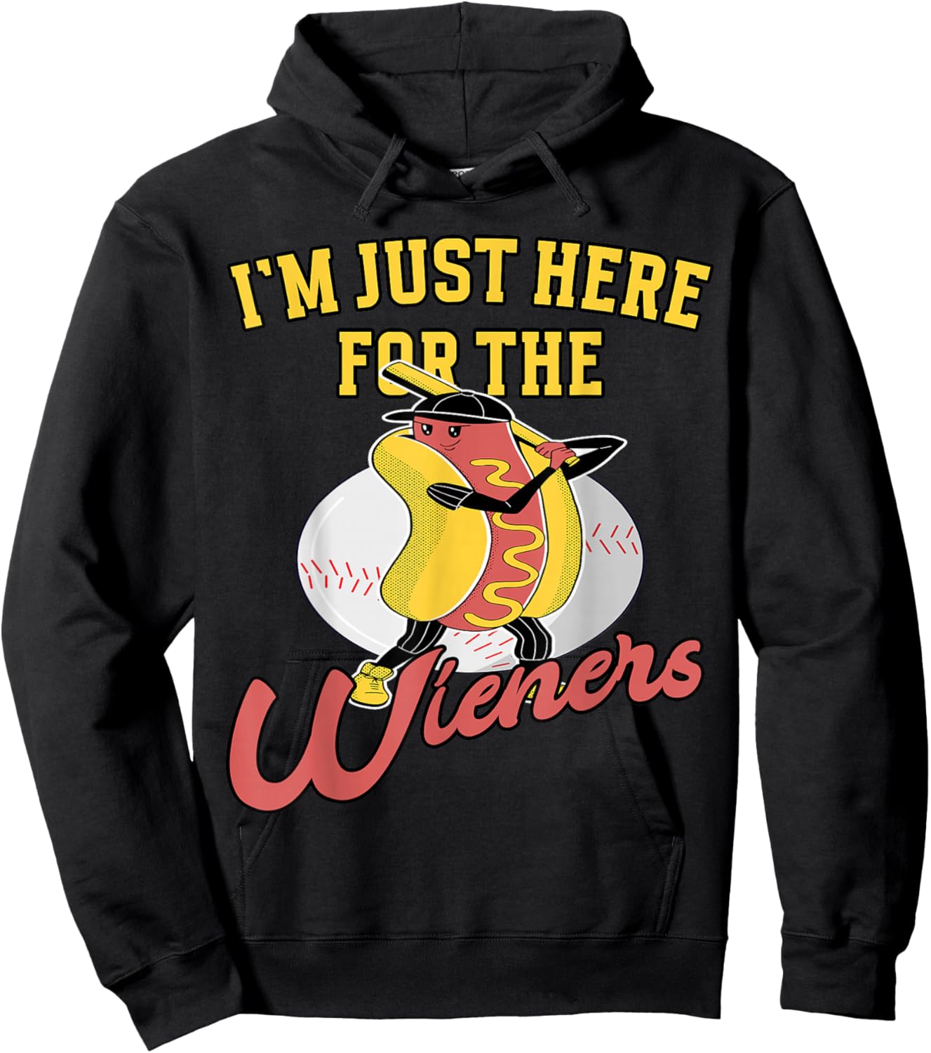 Baseball Game Im just here for the Wieners Baseball Hoodie - Hoodie | Black