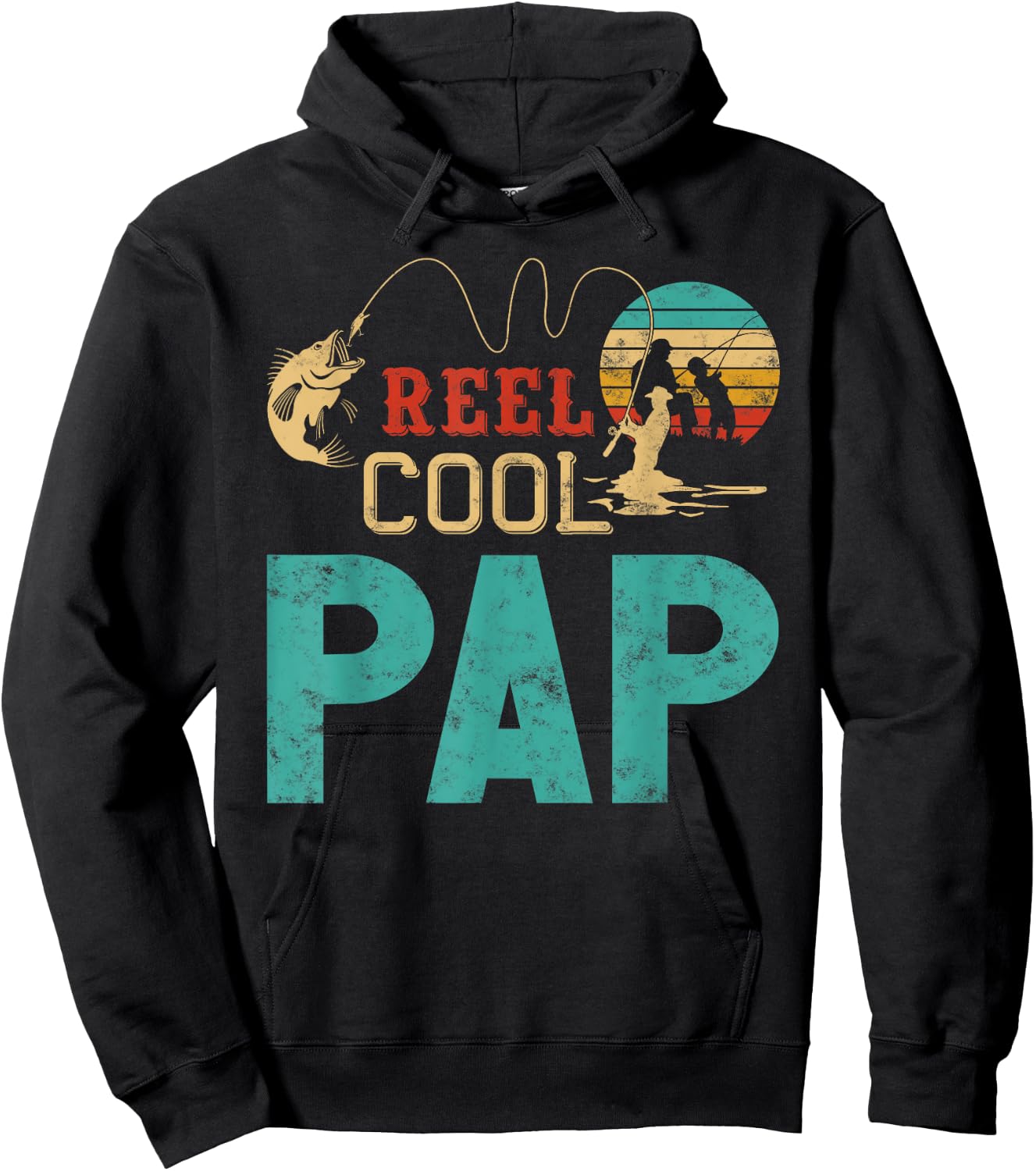 Reel cool Pap Fishing Father’s Day Gift Fisherman Pap Hoodie - Hoodie | Black