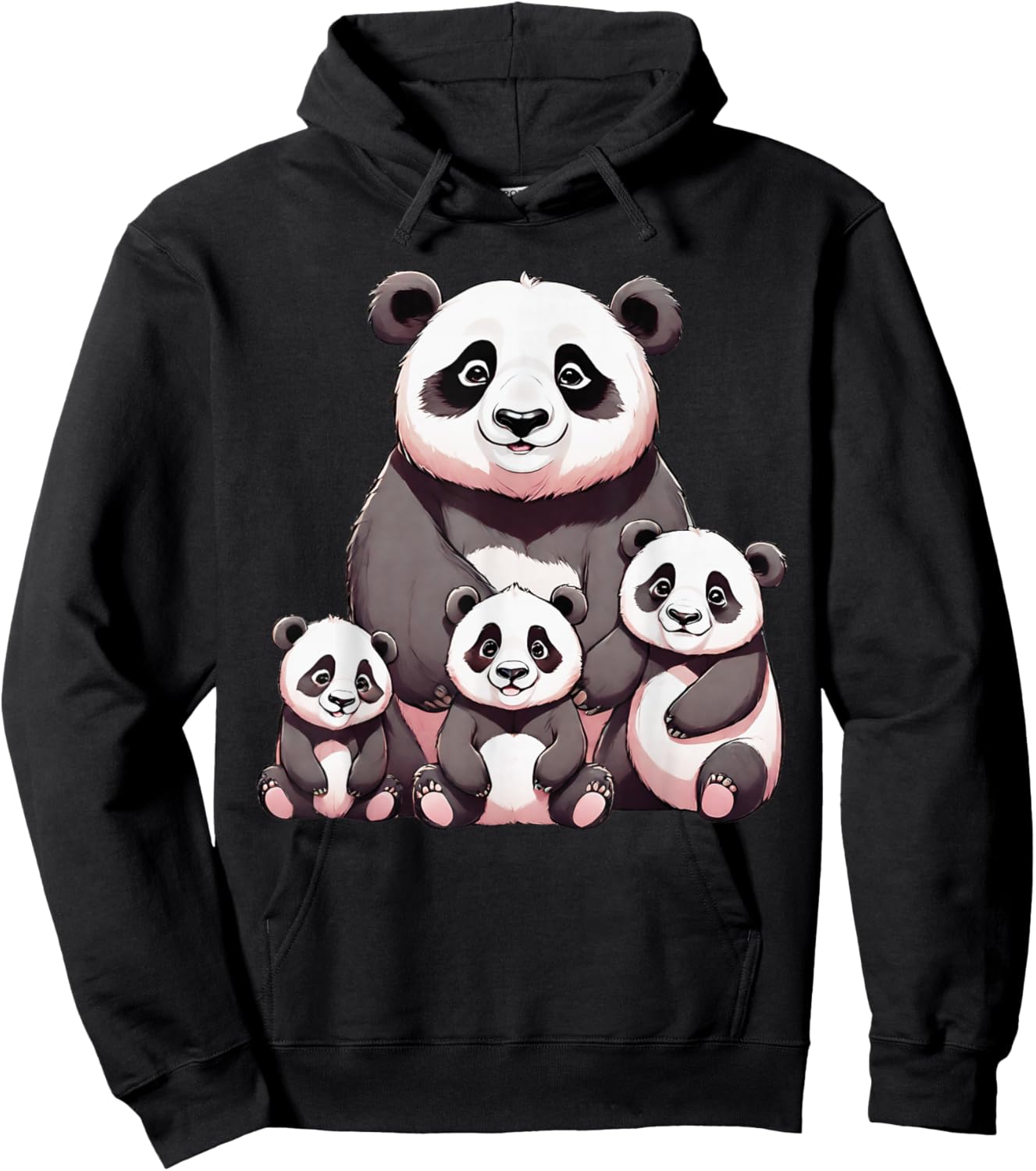 Cute Panda Bear and Cubs Family Mom Mother Gift Women Wife Hoodie - Hoodie | Black