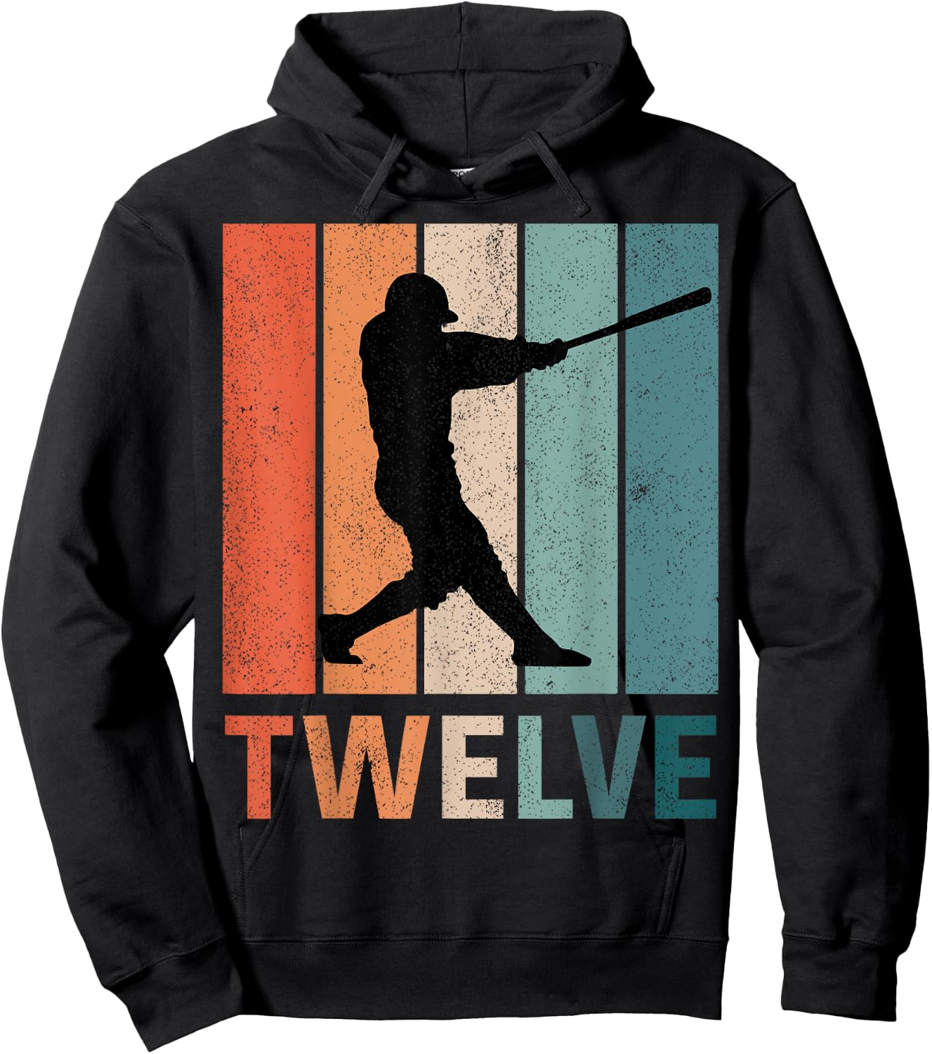 12th Birthday Retro Baseball Player Boys Kids 12 Years Old Hoodie - Hoodie | Black