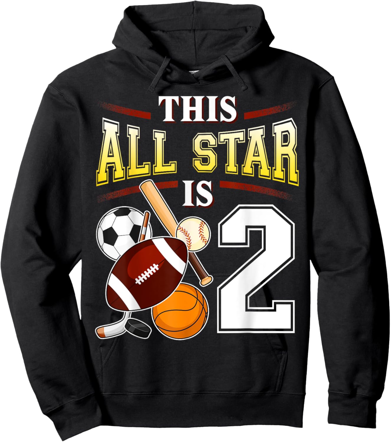 This All Star is 2 Years Old Gift Kids 2nd Birthday Hoodie - Hoodie | Black