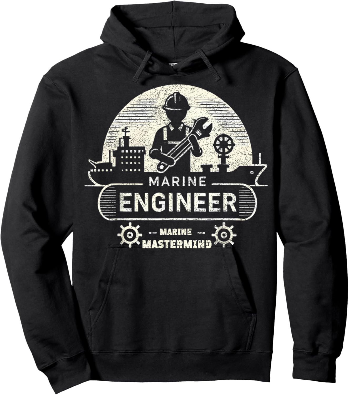 Marine Engineer Marine Mastermind Engineer Design Hoodie - Hoodie | Black