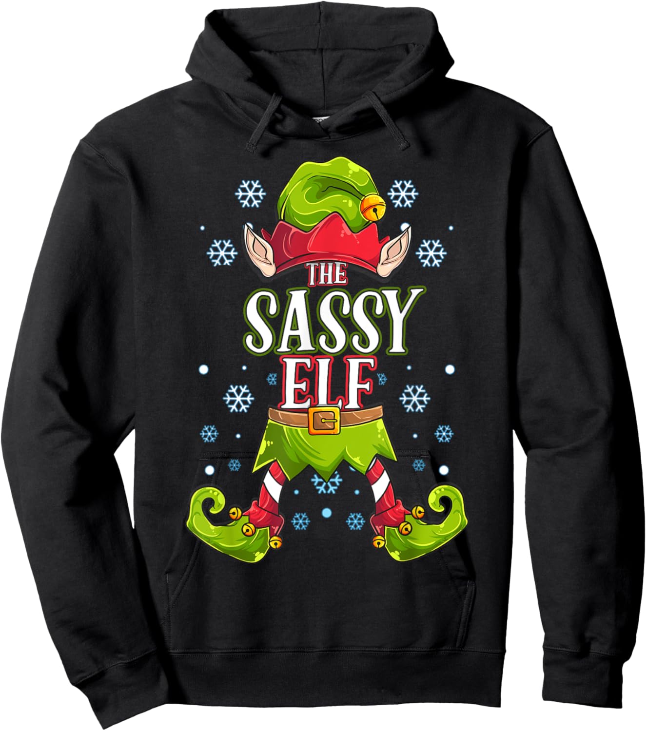 Sassy Elf Matching Family Group Christmas Party Hoodie - Hoodie | Black