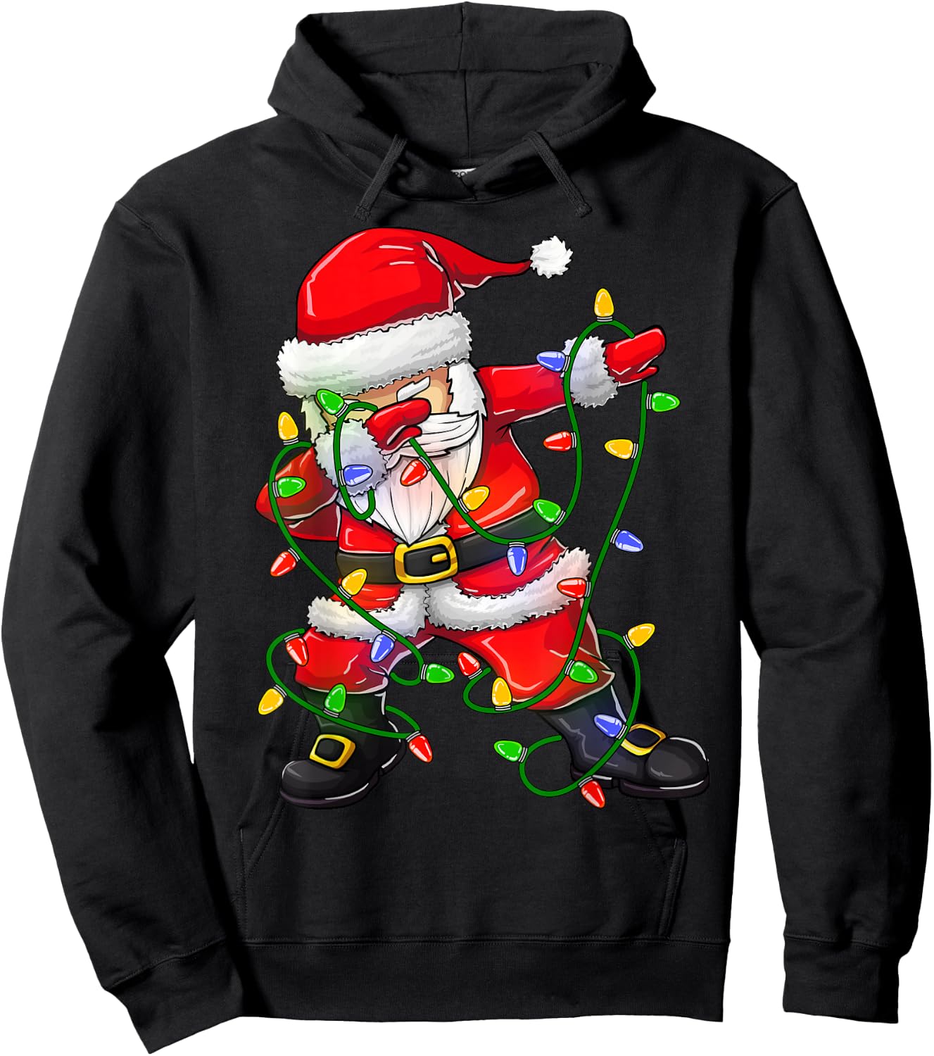 Dabbing Santa Funny Christmas Shirts Women 2024 Boys Girls Hoodie - Hoodie | Black