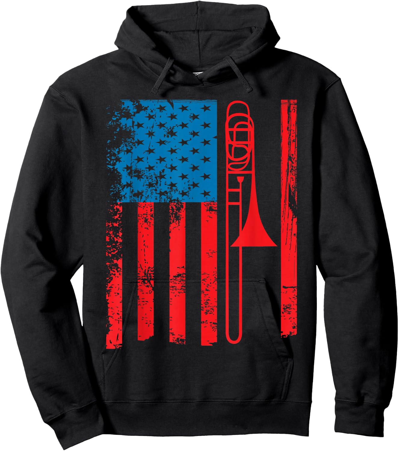 Trombone Player USA Flag Gift Accessories Women Hoodie - Hoodie | Black