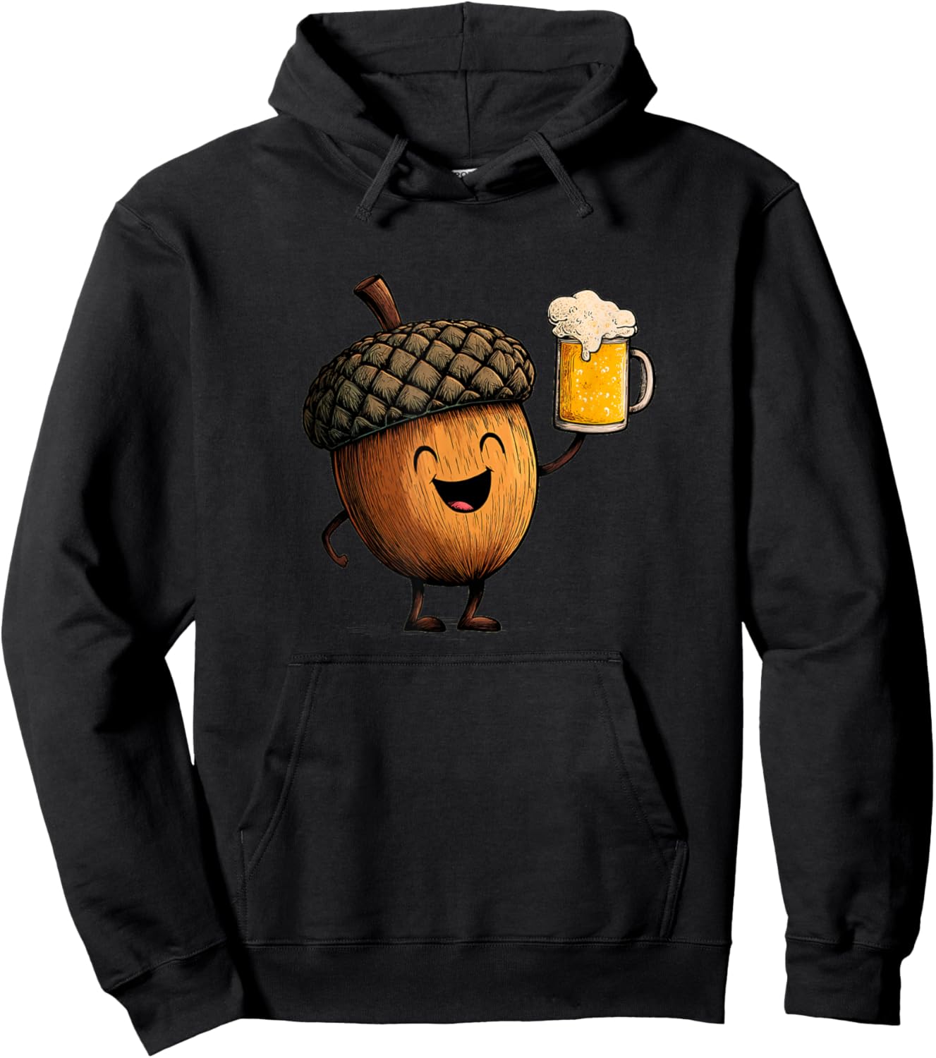 Amazing Acorn with Beer Glass in Hand for Oak Tree Lovers Hoodie - Hoodie | Black