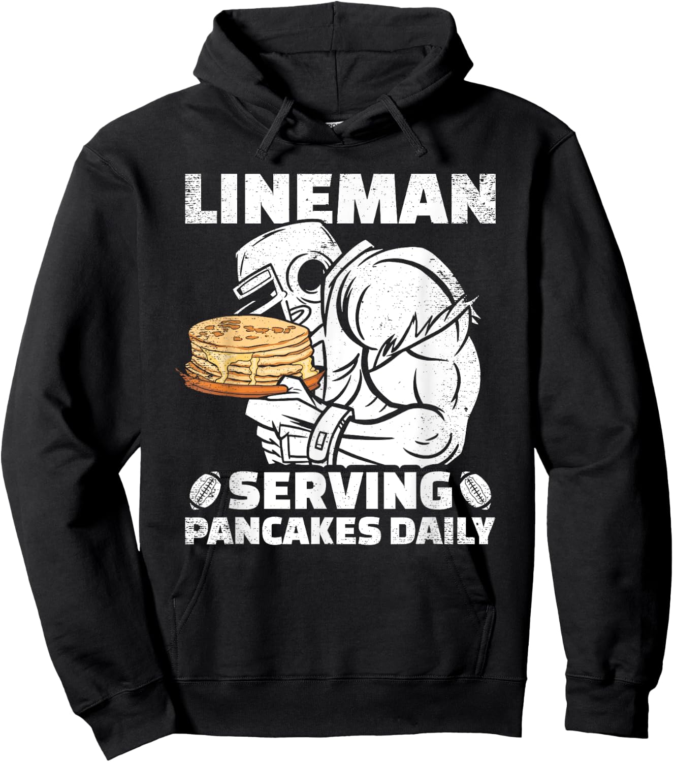 Lineman Serving Pancakes Daily Football Offensive Lineman Hoodie - Hoodie | Black