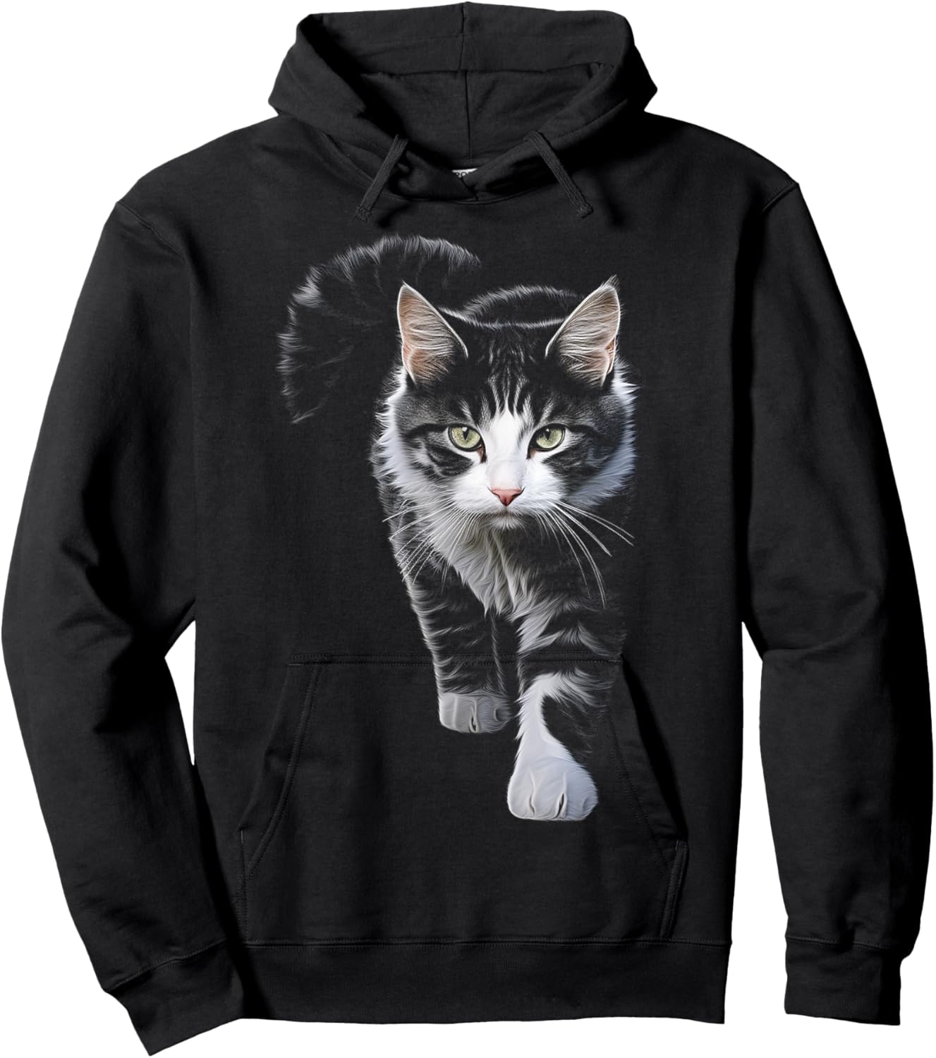 Cat Drawing Animal Art Motif Cat Hoodie - Hoodie | Black