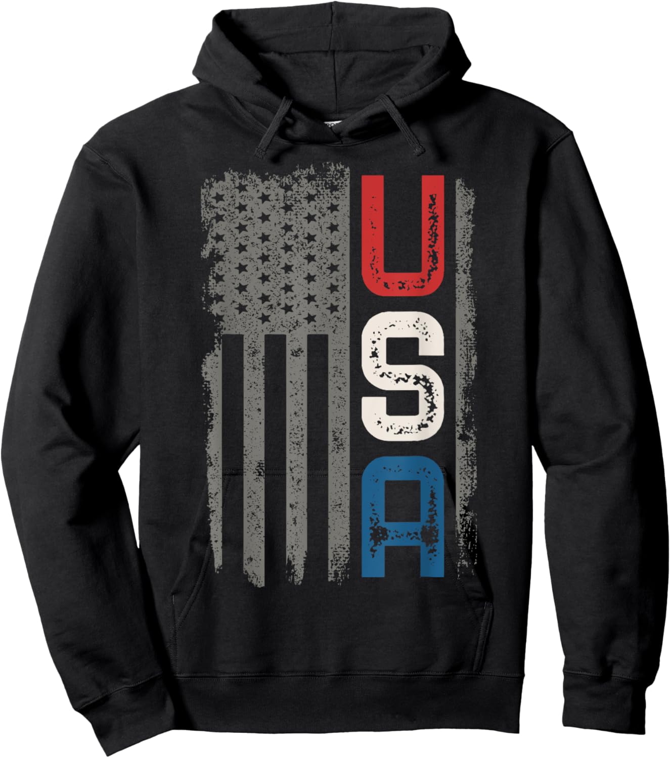 American Flag Vintage USA Patriotic Distressed American Flag Hoodie - Hoodie | Black