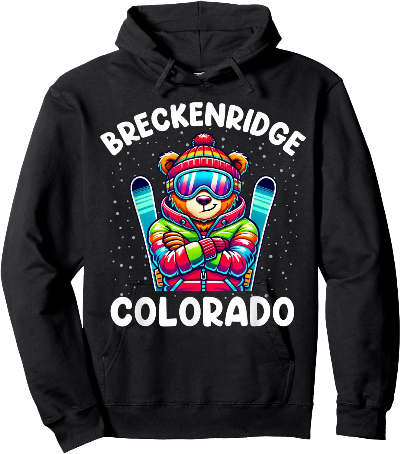 Breckenridge Colorado Ski Family Trip Cute Bear for Kids Hoodie - Hoodie | Black