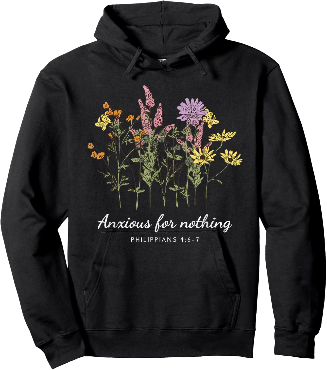 Anxious For Nothing Philippians 4:6-7 Christian Design Hoodie - Hoodie | Black