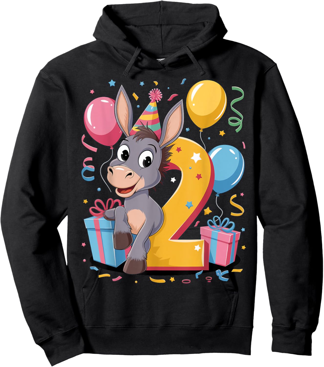 Donkey 2nd birthday boy girl 2 years old second two Donkey Hoodie - Hoodie | Black