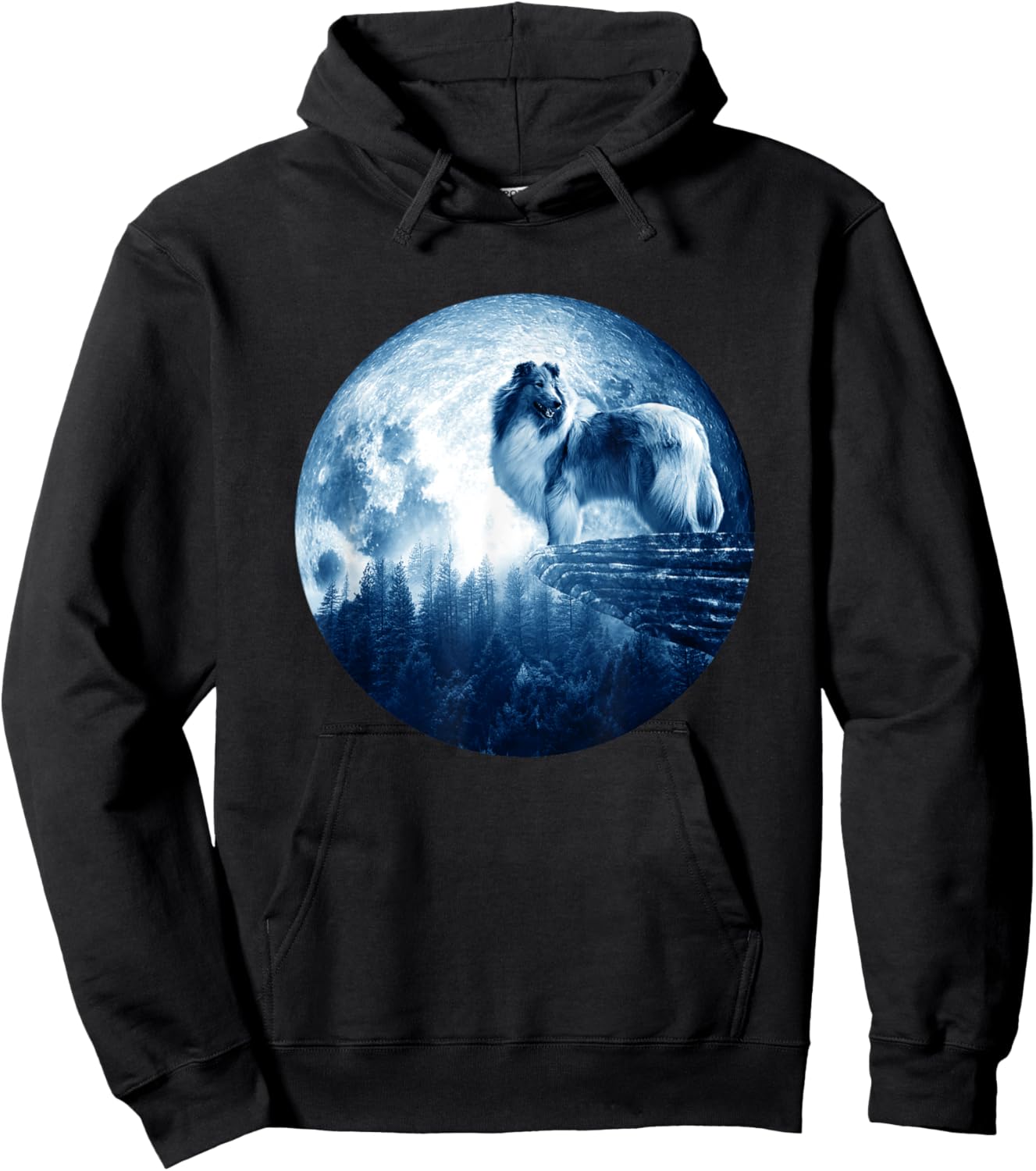 Rough Collie Dog Moon Dog Mom Dad Women Men Dog Lovers Hoodie - Hoodie | Black