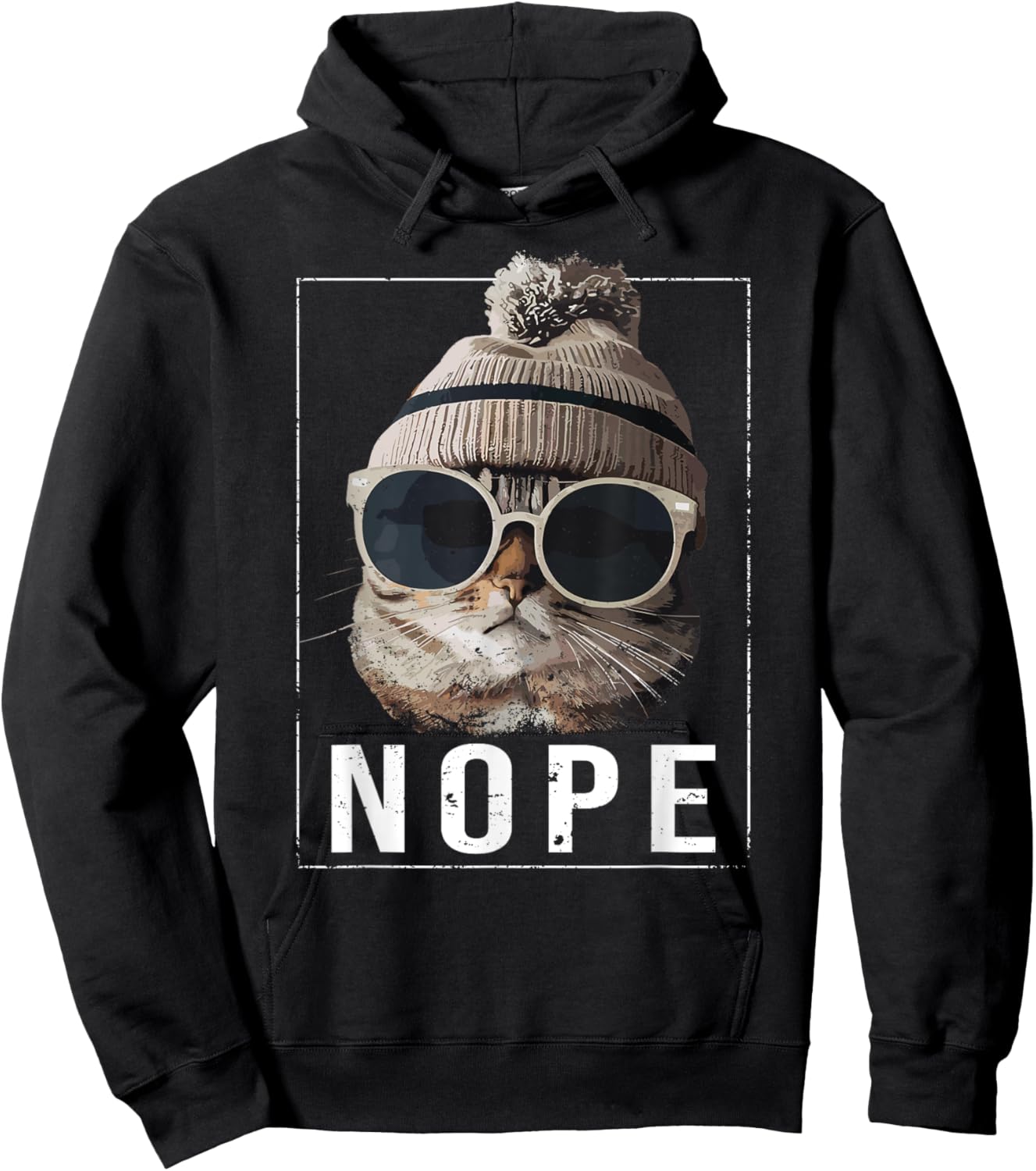 Funny Cat Nope Hoodie - Hoodie | Black