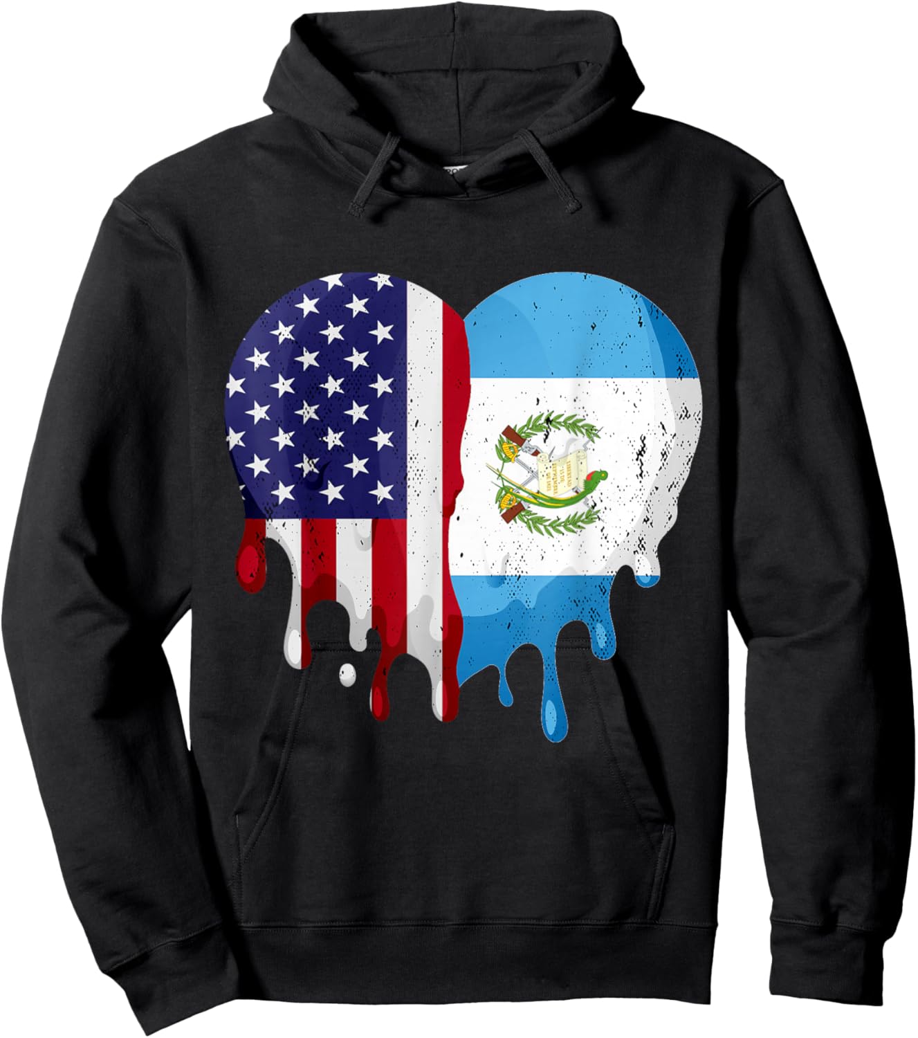 American Guatemalan Hispanic Heritage Month Flag Heart Hoodie - Hoodie | Black