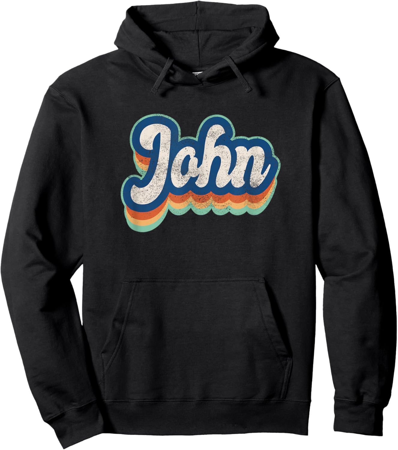John First Name Boy Vintage Style 70s 80s Personalized Hoodie - Hoodie | Black