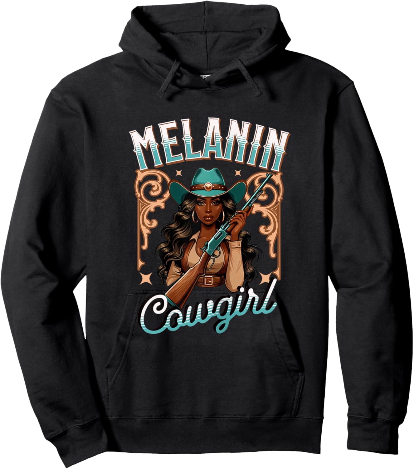 Melanin Cowgirl Rodeo Queen Country Girl African American Hoodie - Hoodie | Black