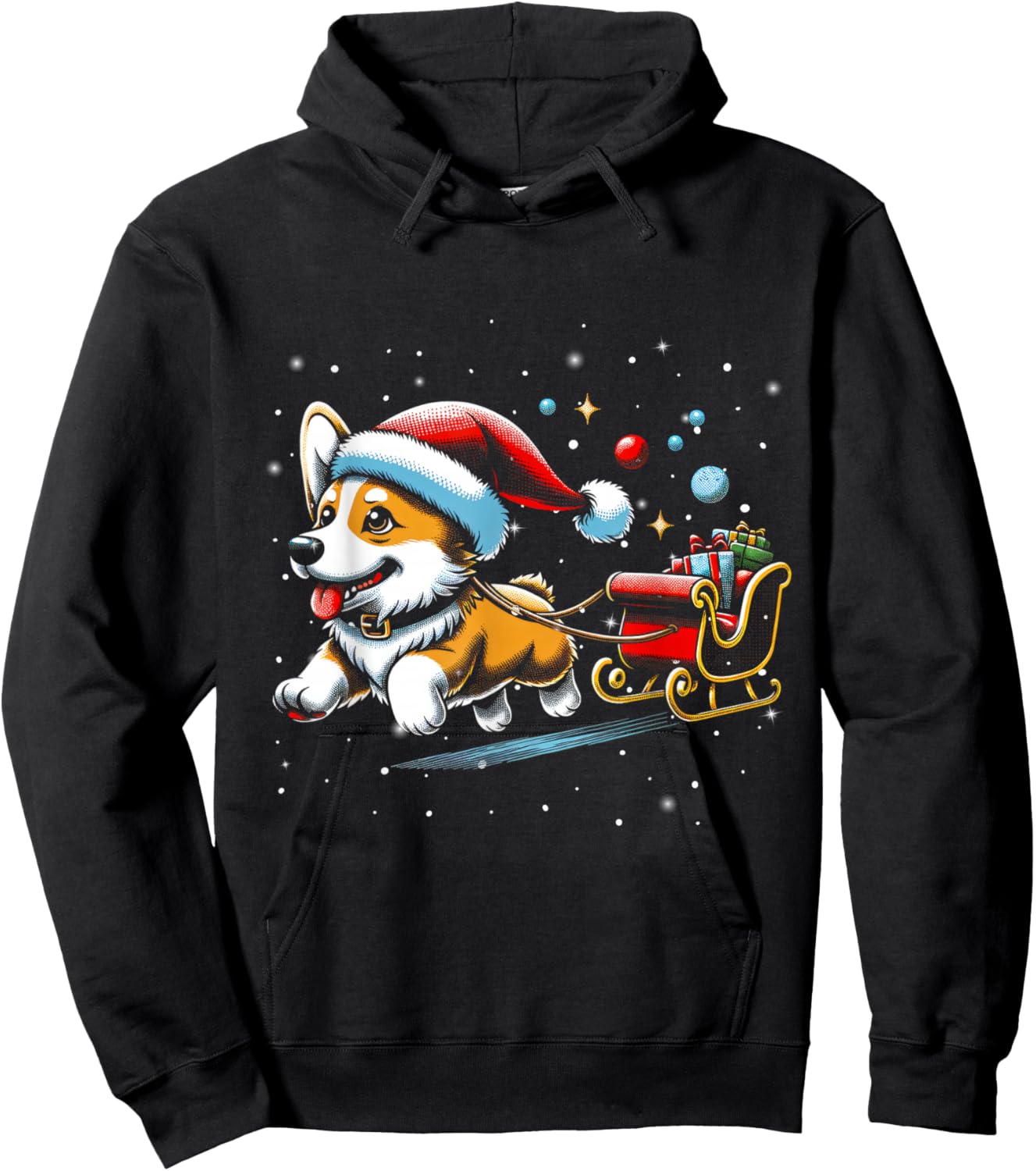 Corgi Santa Christmas Tree Lights, Funny Ugly Pajamas Women Hoodie - Hoodie | Black